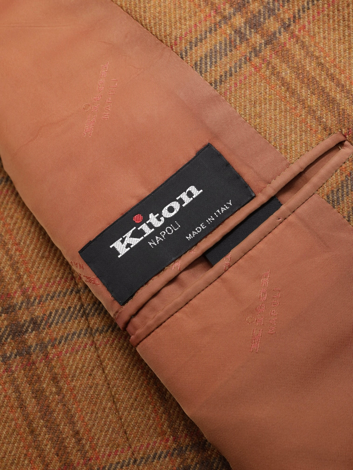 Kiton Orange & Brown Pure Cashmere Checkered Jacket