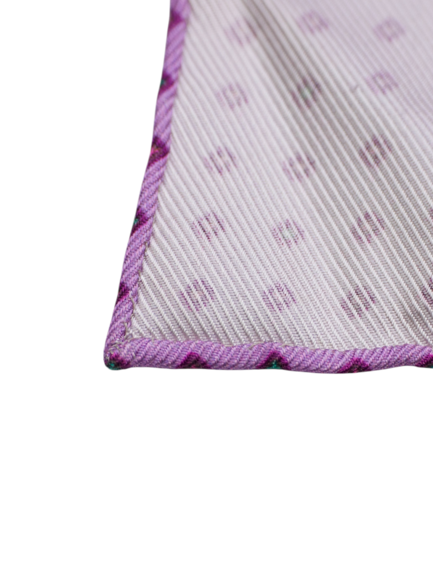 Kiton 5-Fold Lavender Pink & Light Blue Handrolled Geometric Pattern Tie