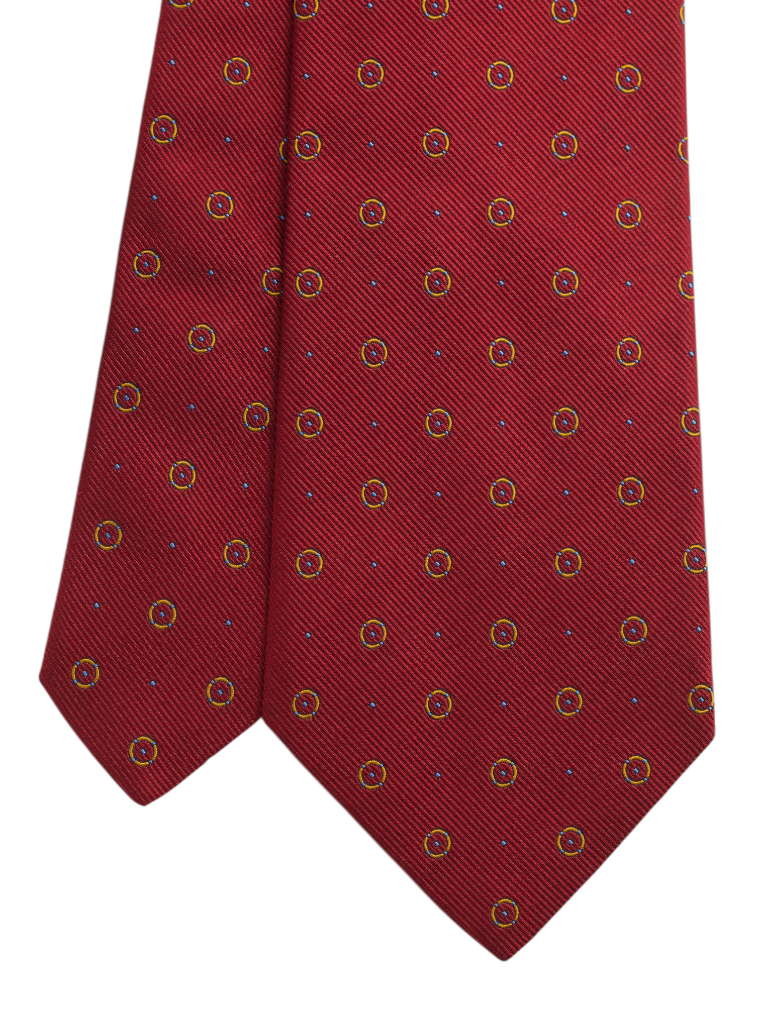 Luigi Borrelli 5-Fold Cardinal Red & Yellow Silk Multi-Dot Pattern Tie