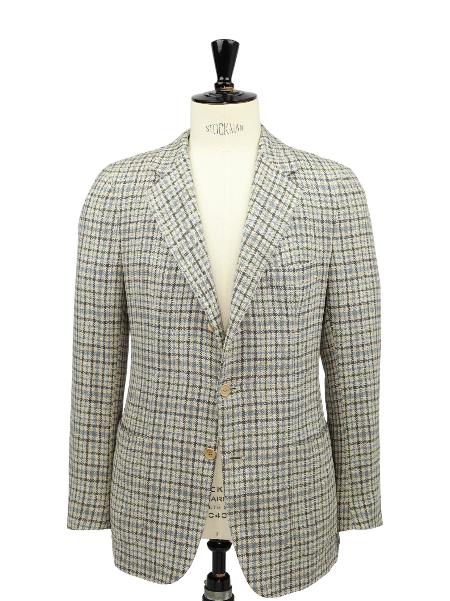 Loro Piana Sand & Turquoise Silk Gingham Check Jacket