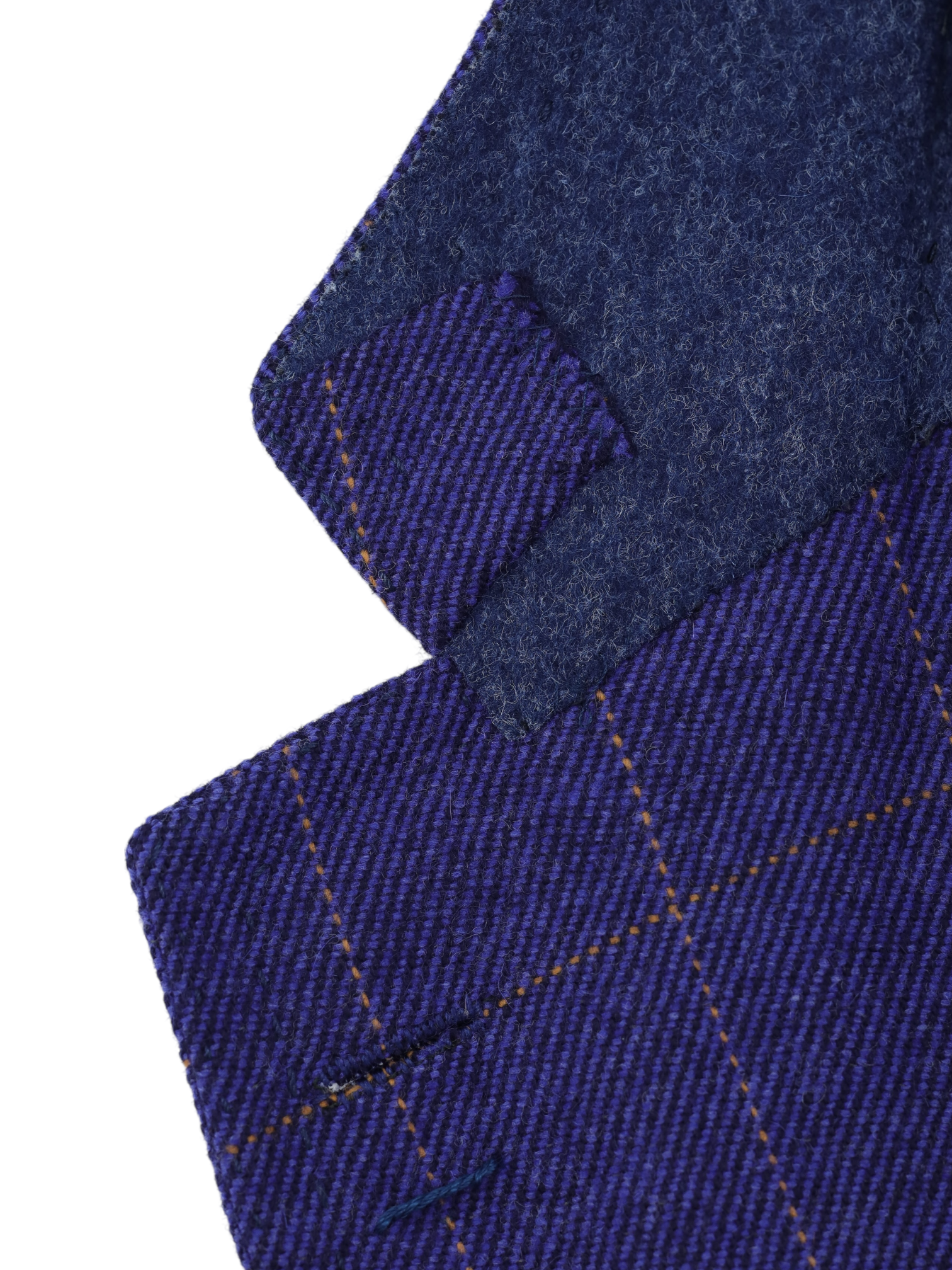 Cesare Attolini Cobalt Blue & Orange Wool Cashmere Windowpane Jacket