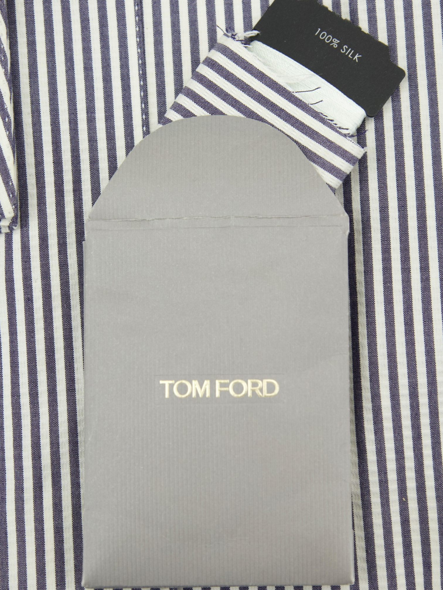 Tom Ford White & Blue Cotton Seersucker Pinstripe Spencer Jacket