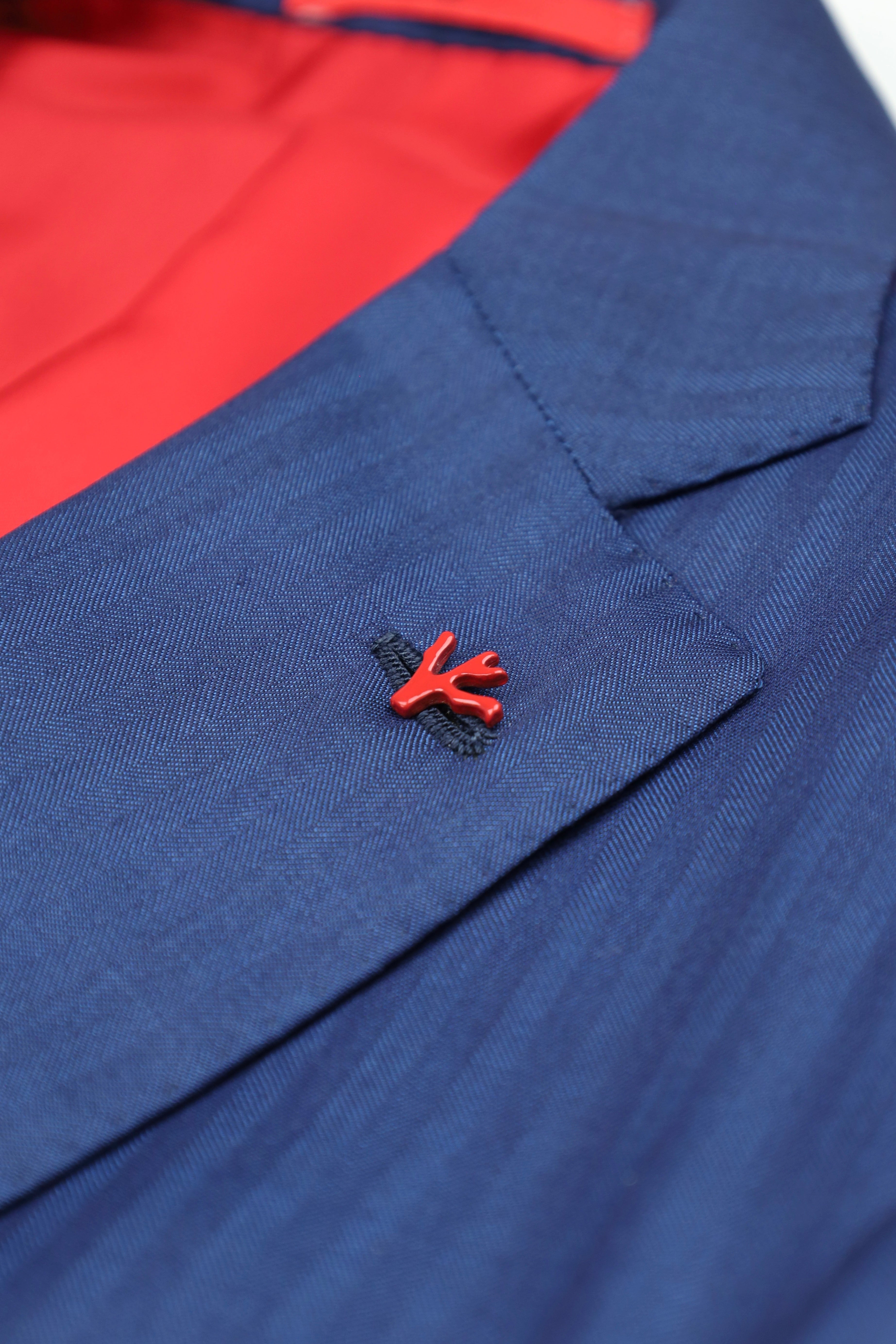 Isaia Petrol Solaro Herringbone Suit