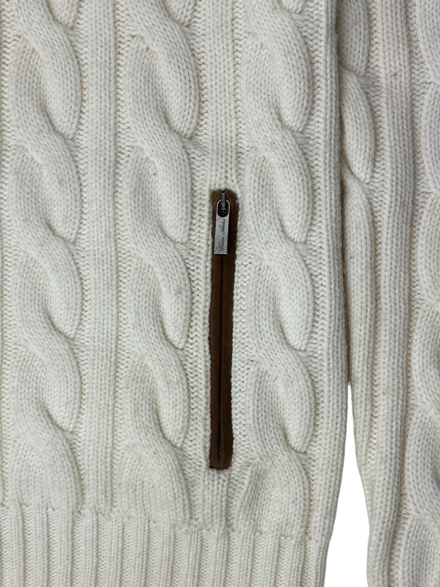 Cesare Attolini Offwhite Cashmere Cable Cardigan
