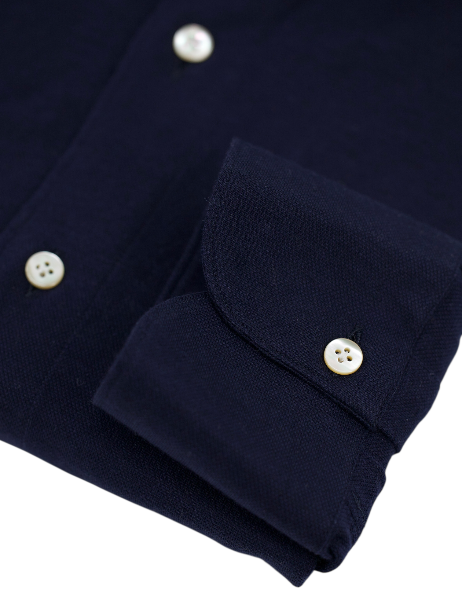 Finamore Navy Cotton & Cashmere Jersey-Knitted Shirt