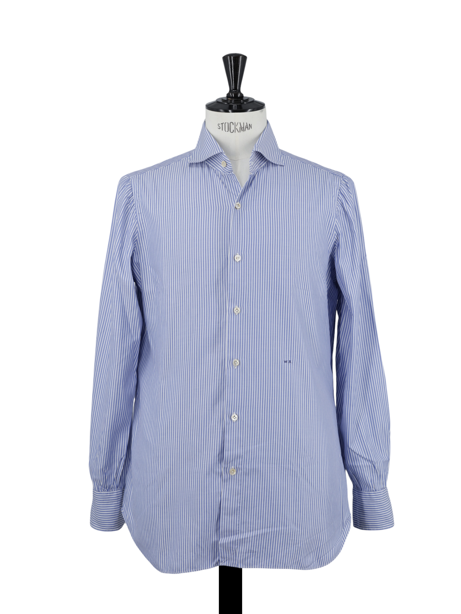 Finamore Blue & White Cotton Pinstripe Eduardo Shirt