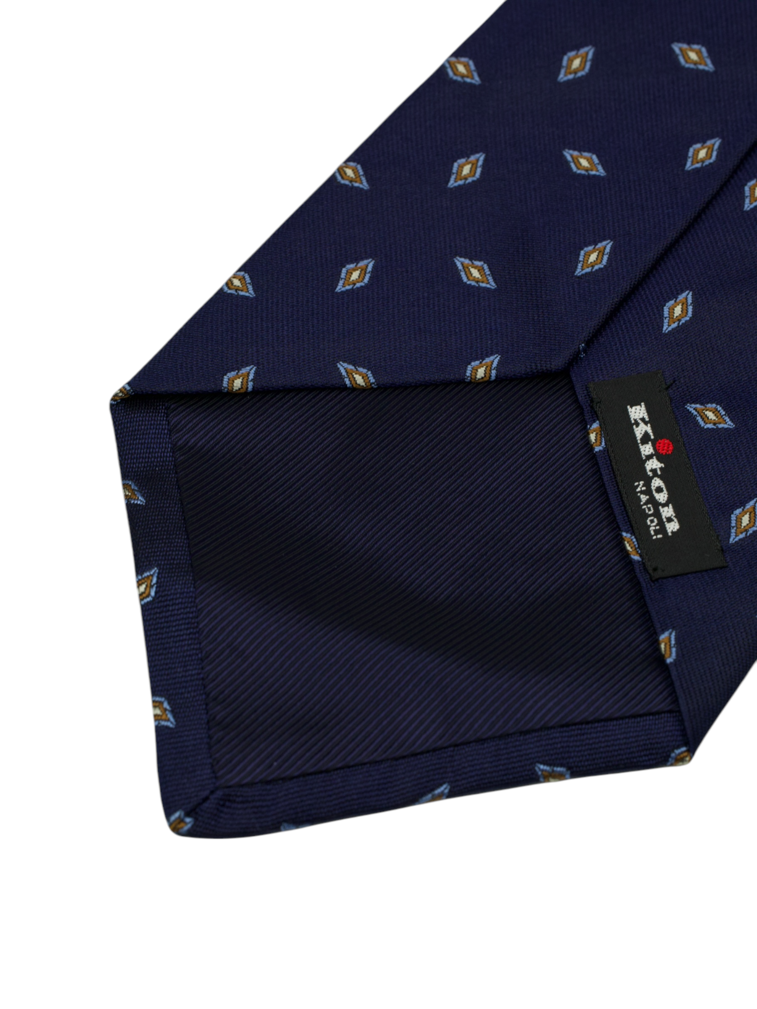 Kiton 5-Fold Navy & Brown Silk Diamond Pattern Tie
