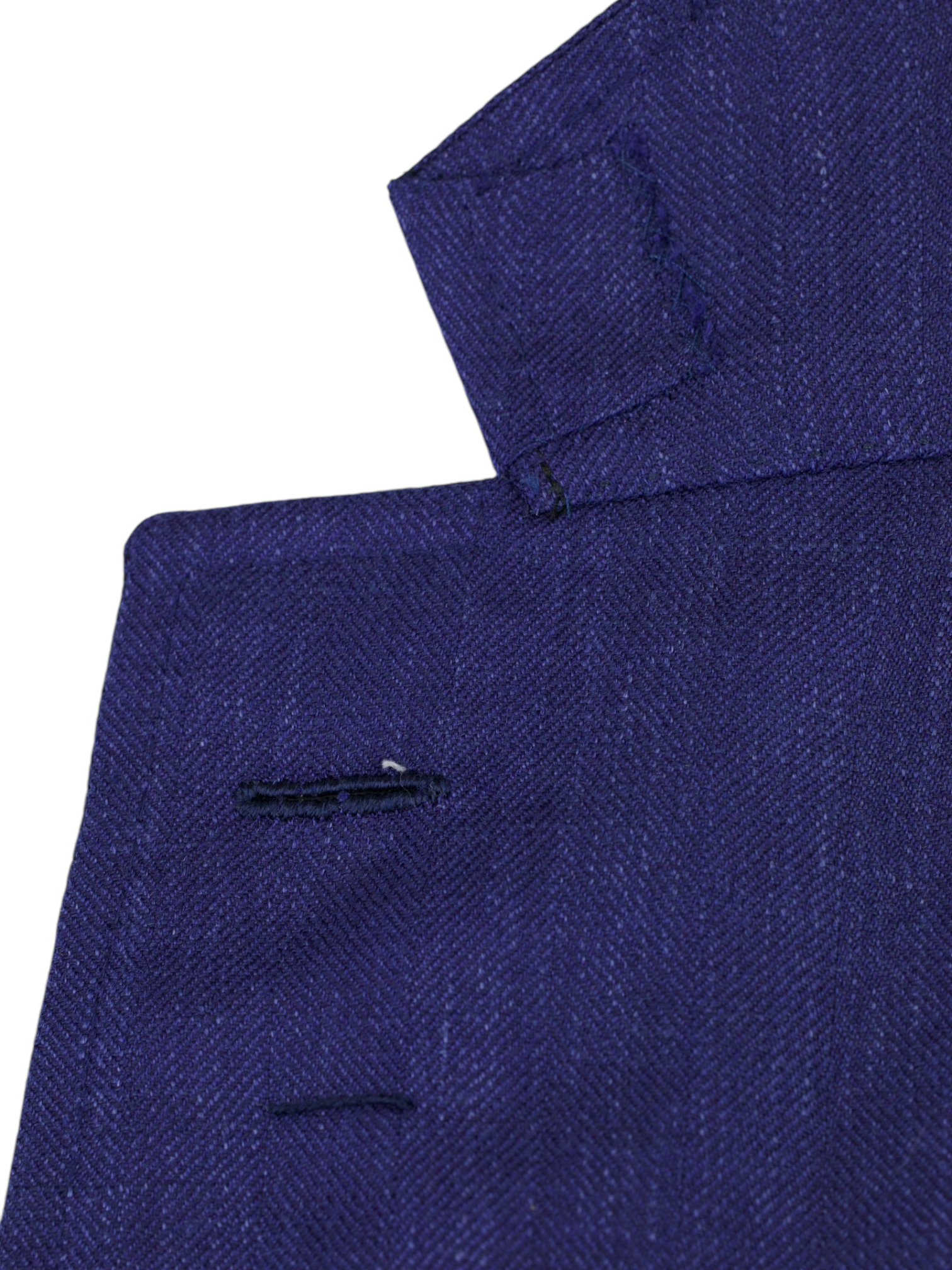 Caruso Azure Blue Wool, Silk & Linen Herringbone "Aida" Jacket