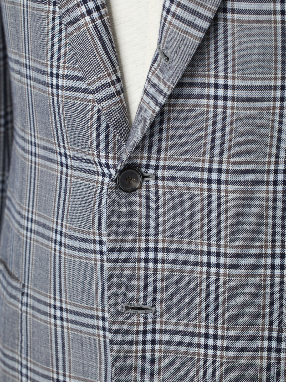 Cesare Attolini Taupe Super 140's, Silk & Linen Windowpane Jacket