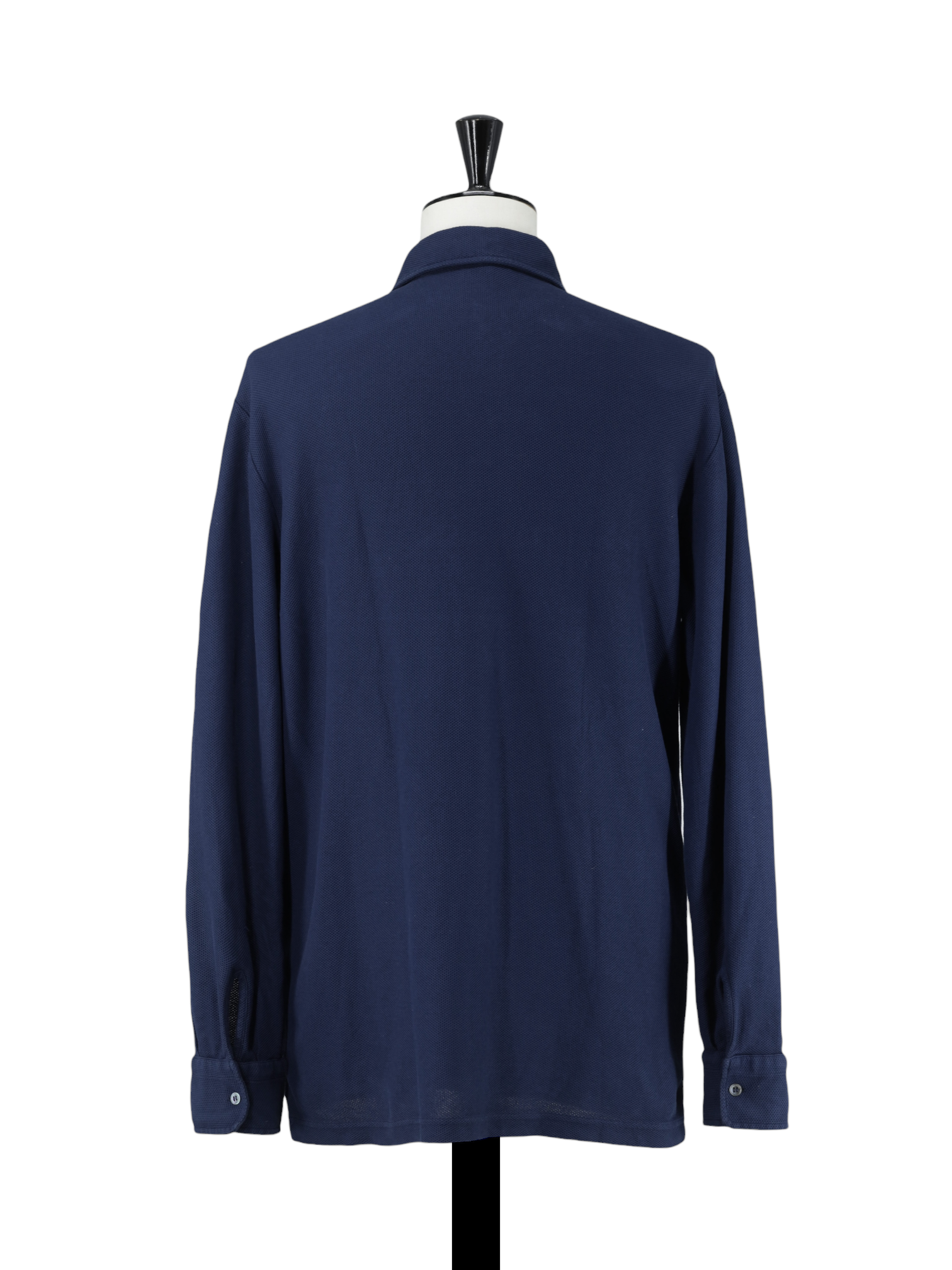 Loro Piana Dark Blue Cotton Piqué Long-Sleeve Pop-Over Shirt