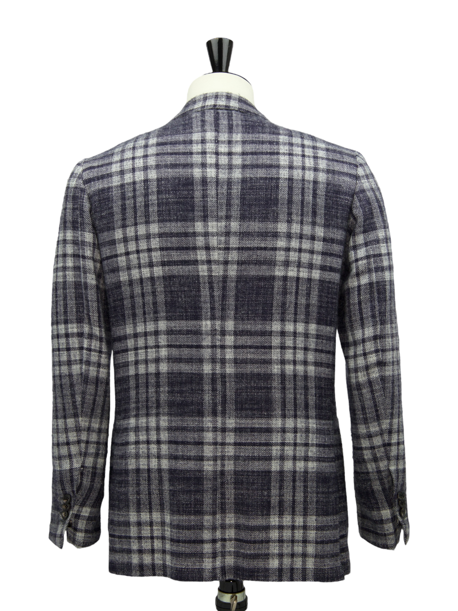 Kiton Indigo Blue Cashmere & Silk Tartan Check Jacket