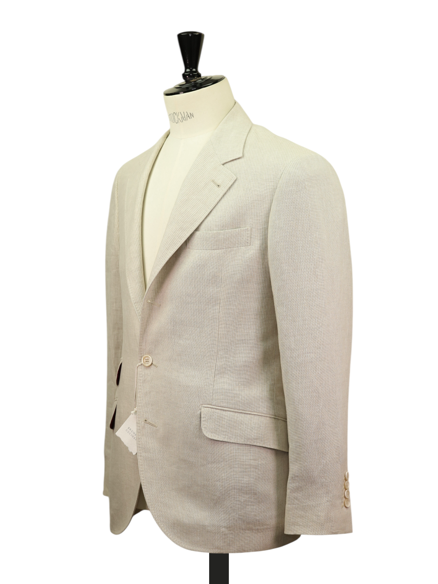 Brunello Cucinelli Greige Pure-Linen Micro-Stripe Suit