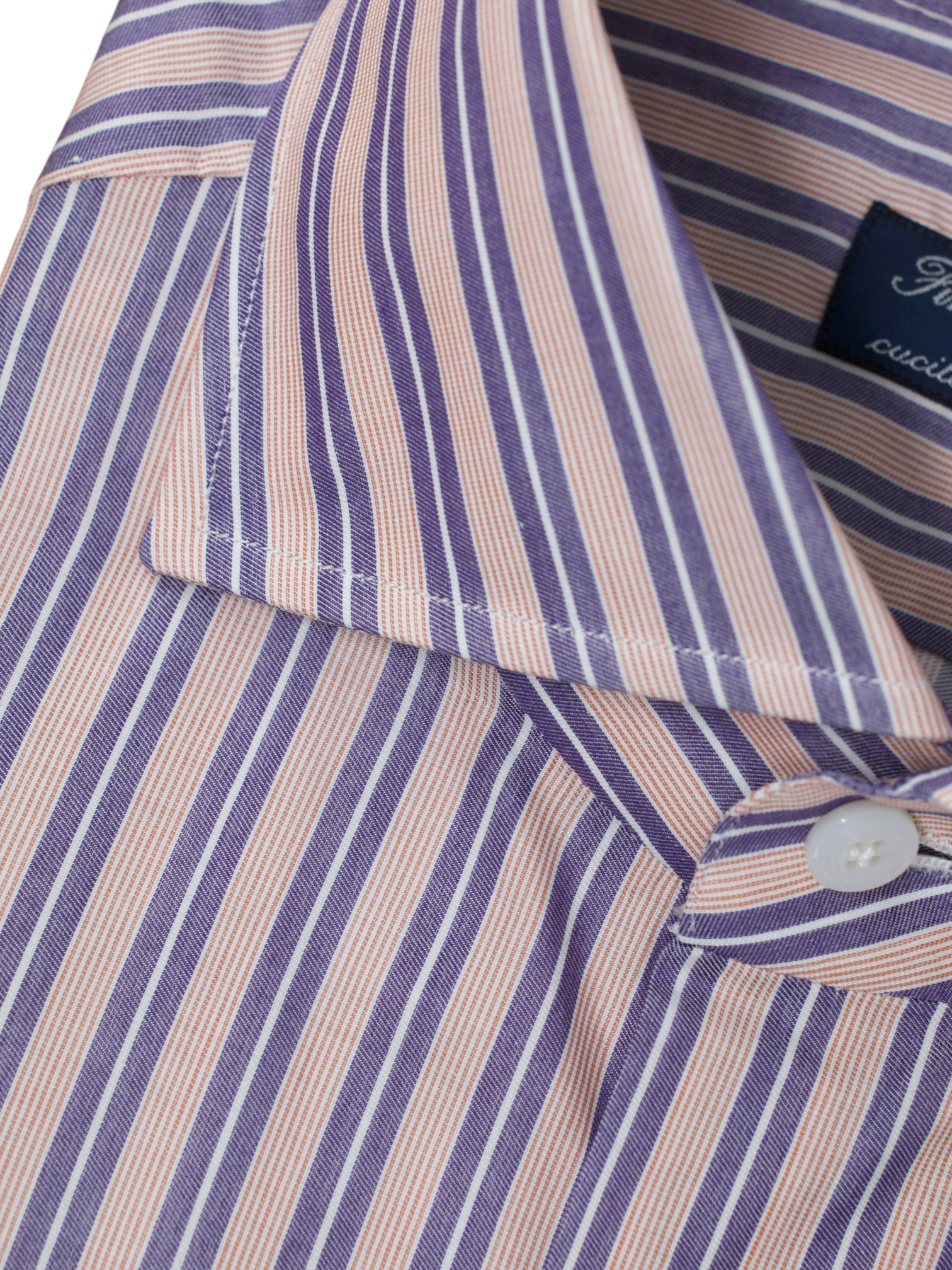 Finamore Pink & Lavender Cotton Multi-Pinstripe Shirt