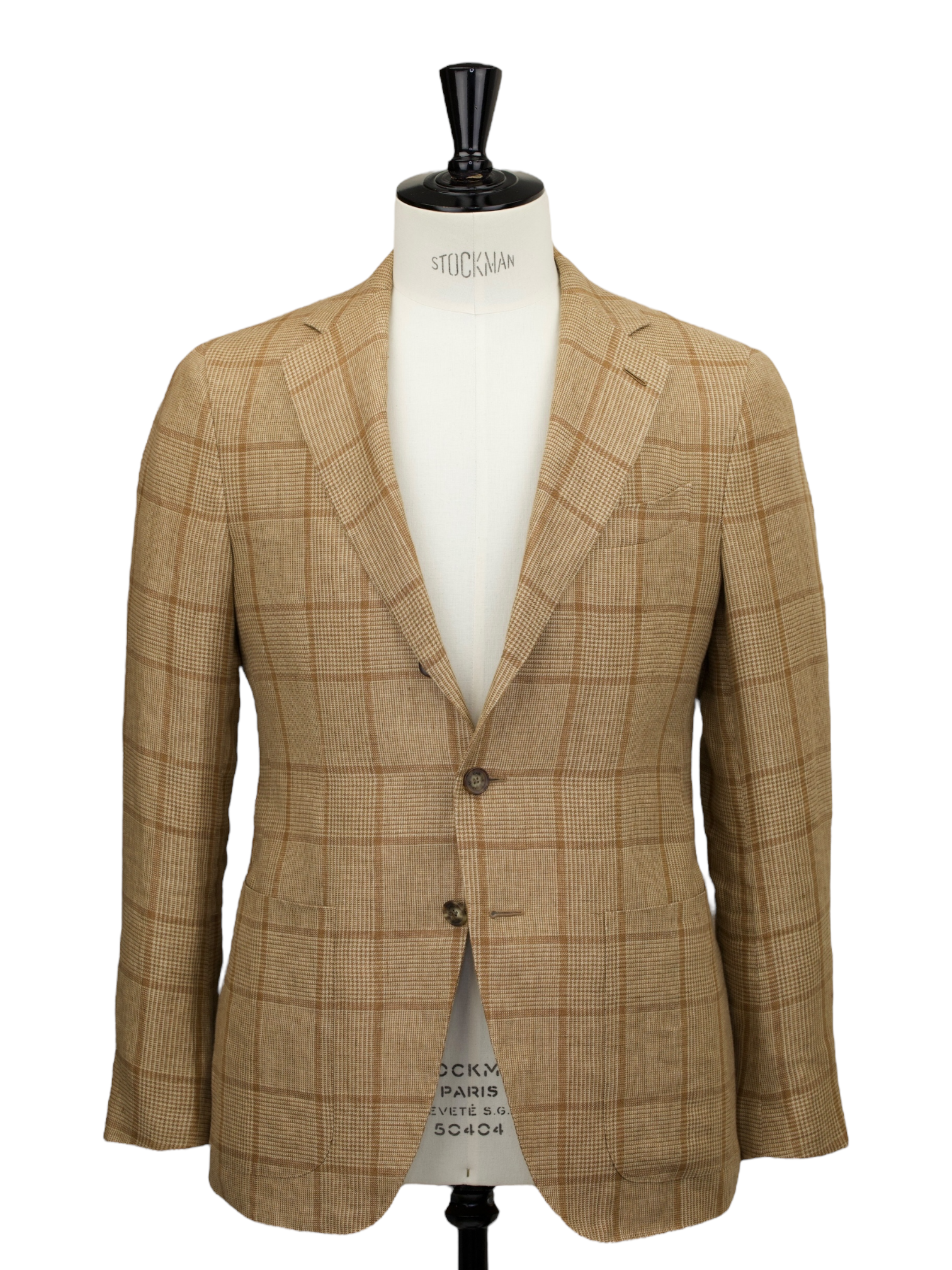 Caruso Light Brown Linen Windowpane "Aida" Summer Jacket