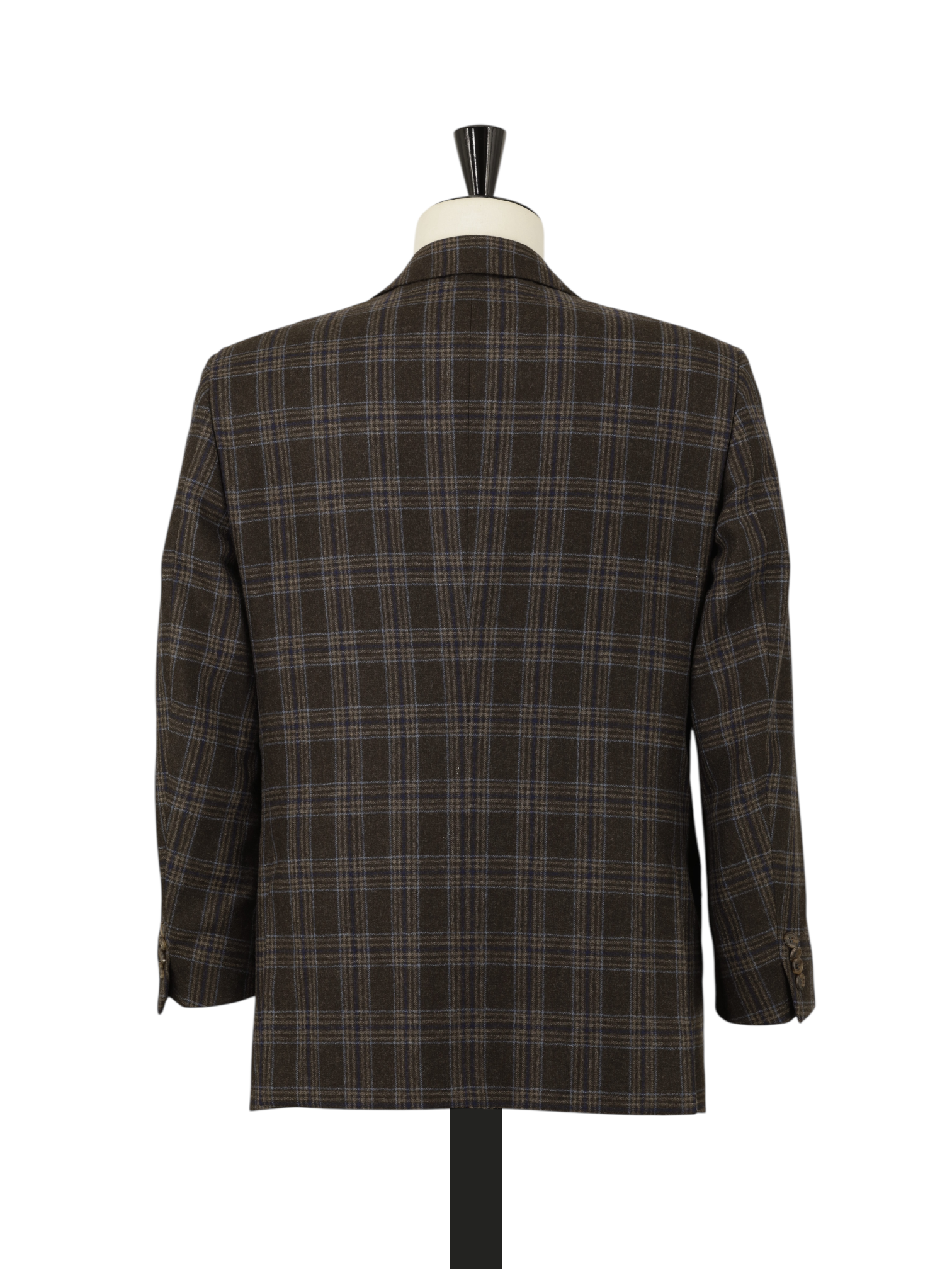 Belvest Dark Brown & Blue Wool Flannel Tartan-Check Jacket