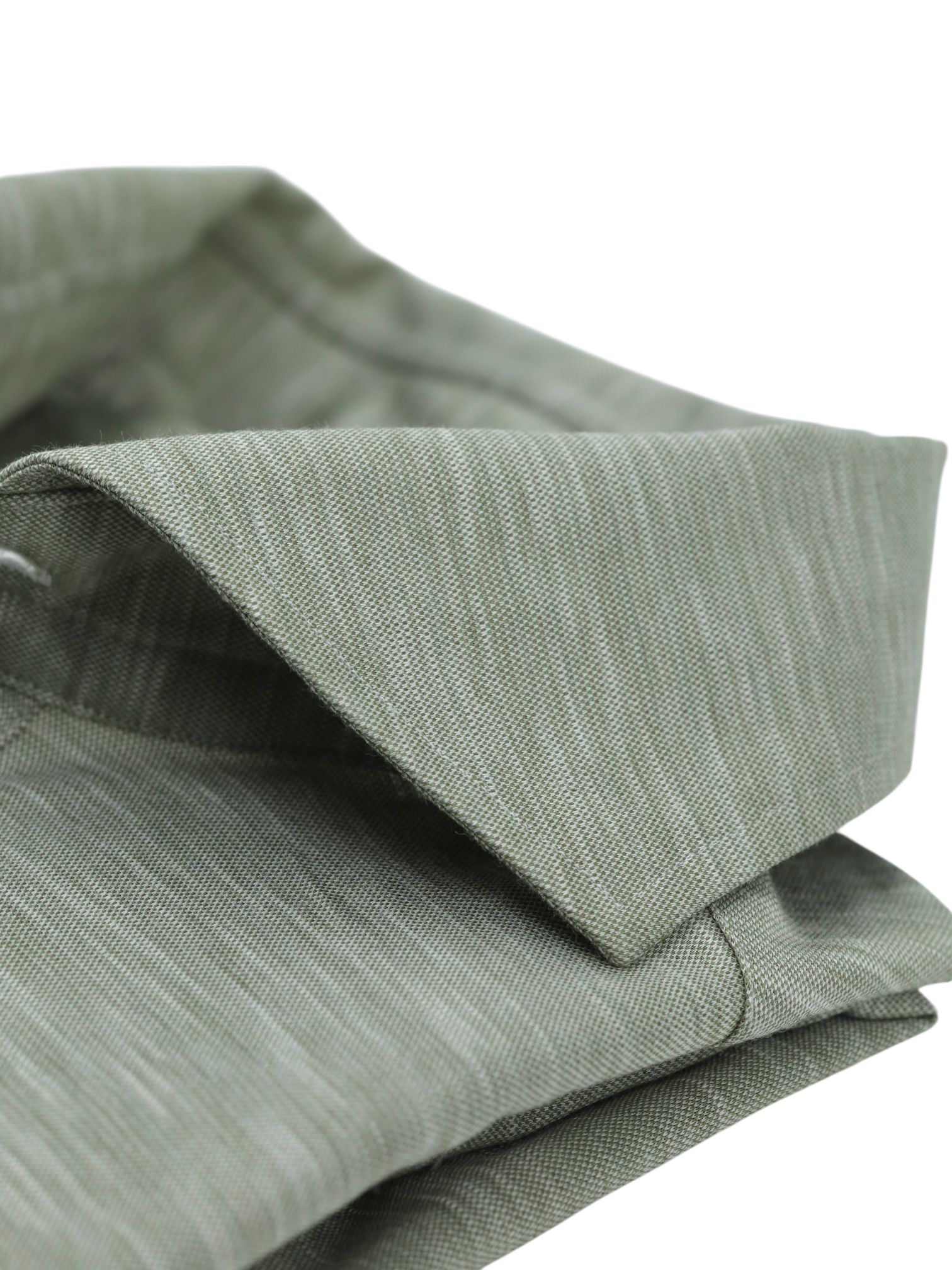 Fray Sage Green Cotton Jersey Melange Pop-Over Shirt