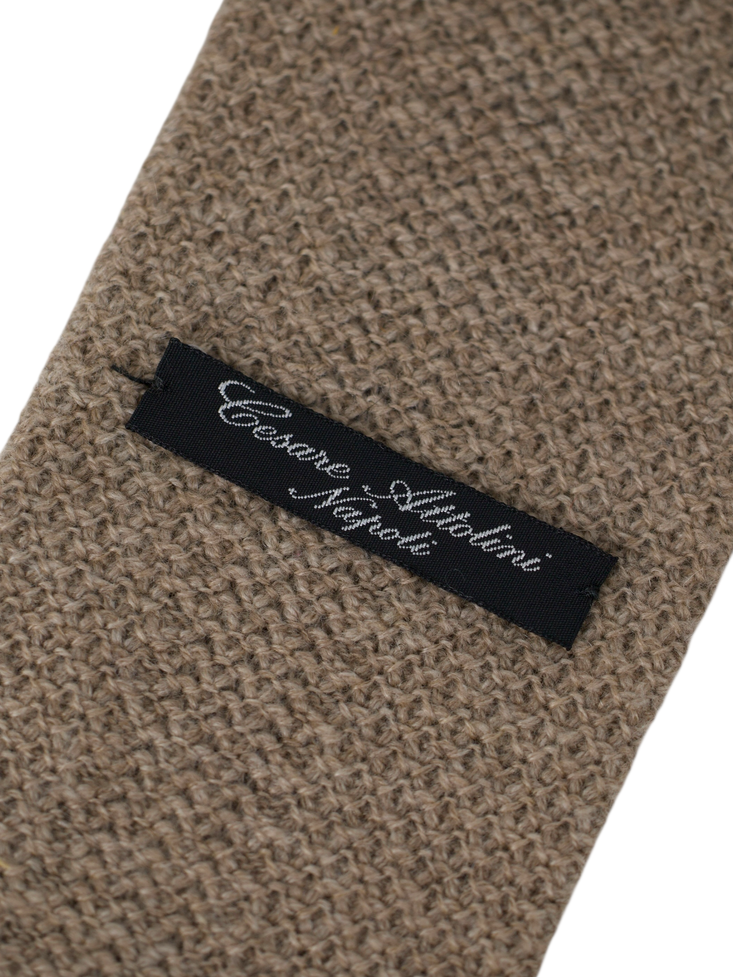 Cesare Attolini Beige Pure Cashmere Knitted Tie