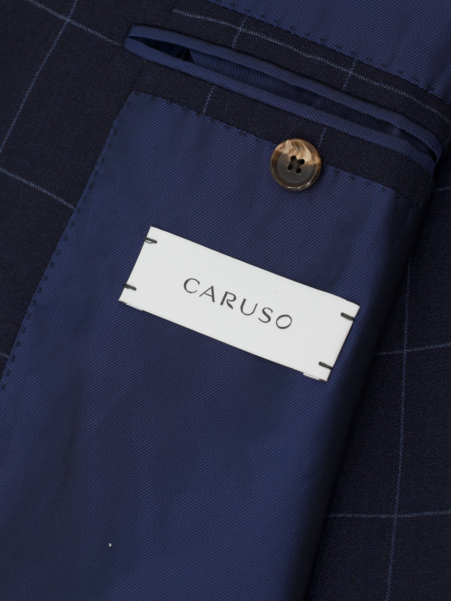 Caruso Navy & Light Blue Wool Windowpane Suit