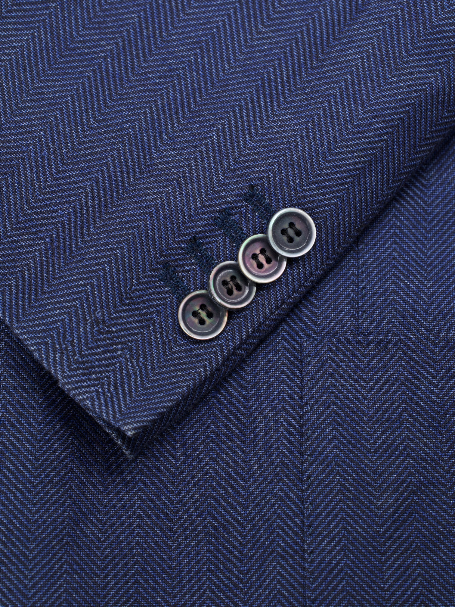 Corneliani Blue Linen & Wool Herringbone Summer Jacket