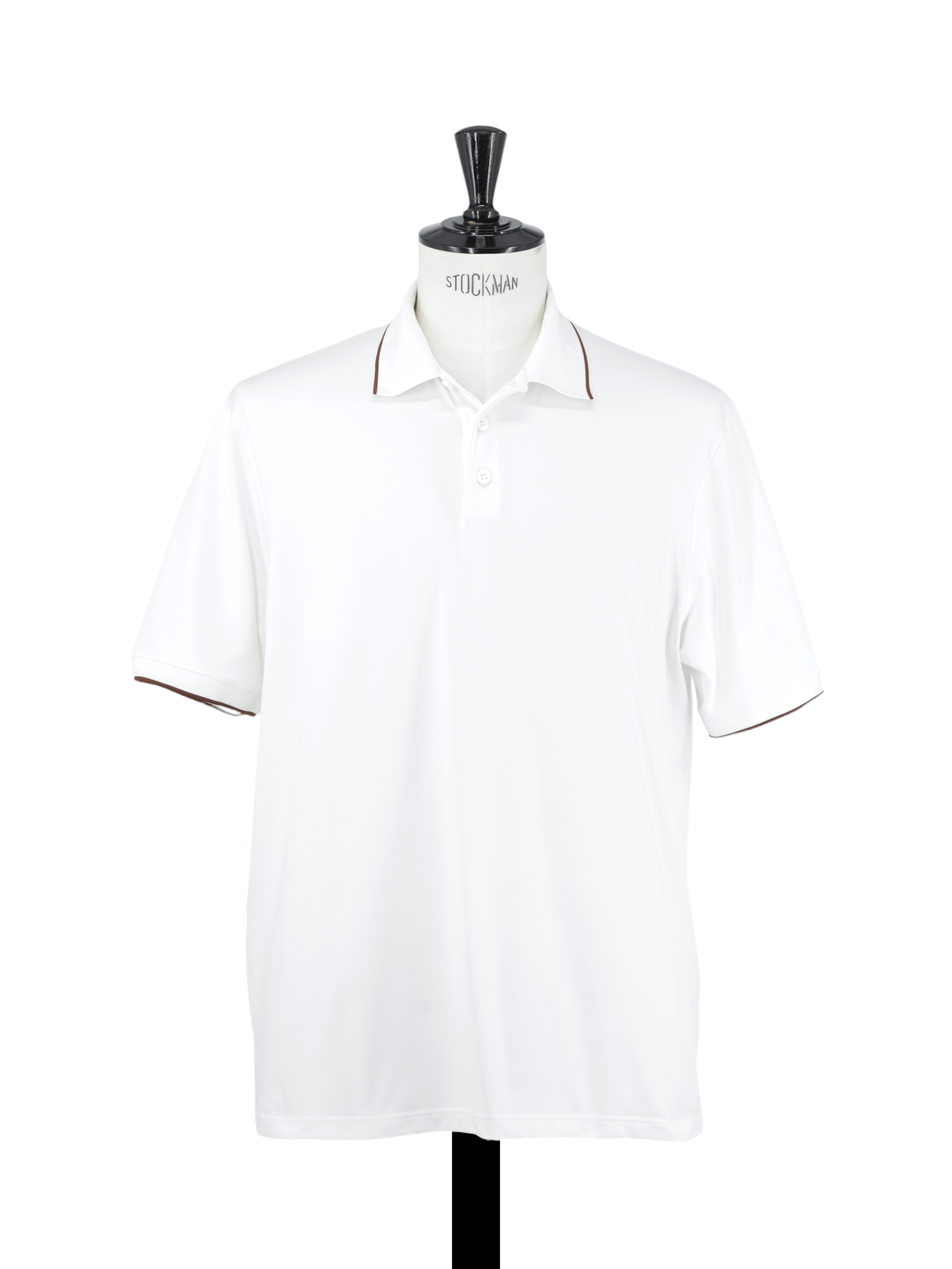 Loro Piana White & Brown Micorfibre Stretch "Golf Capsule" Polo