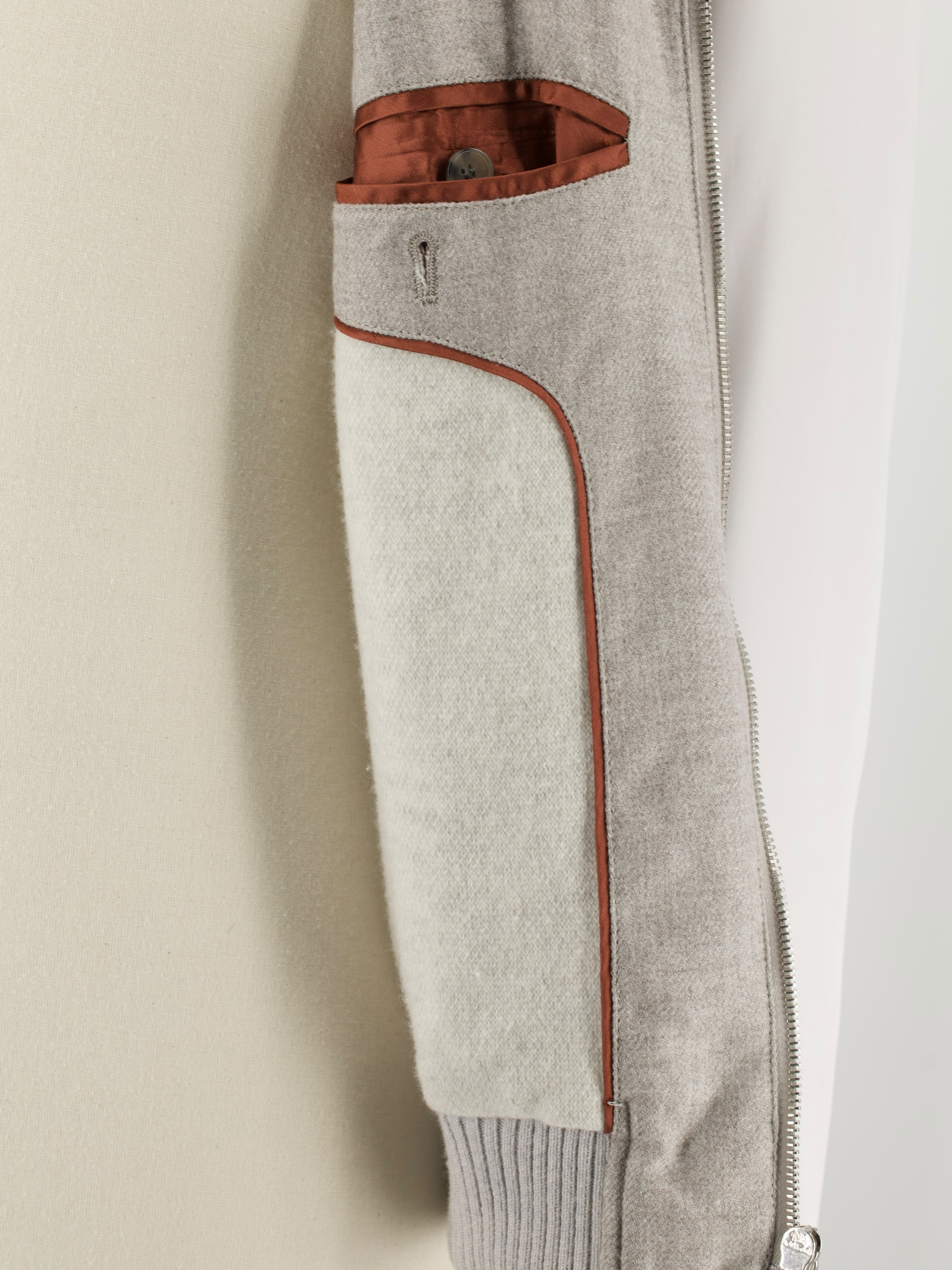 Mandelli Light Grey Softshell & Cashmere Lining Bomberjacket