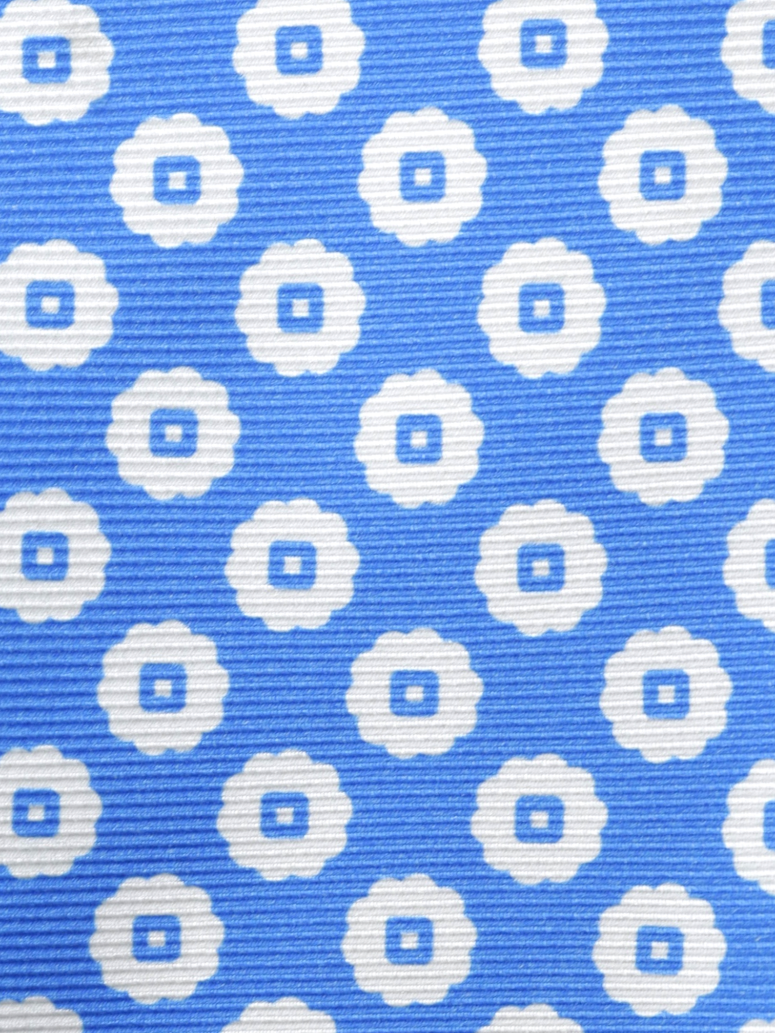 Kiton 5-Fold Azure Blue & White Silk Floral-Pattern Self-Tipped Tie