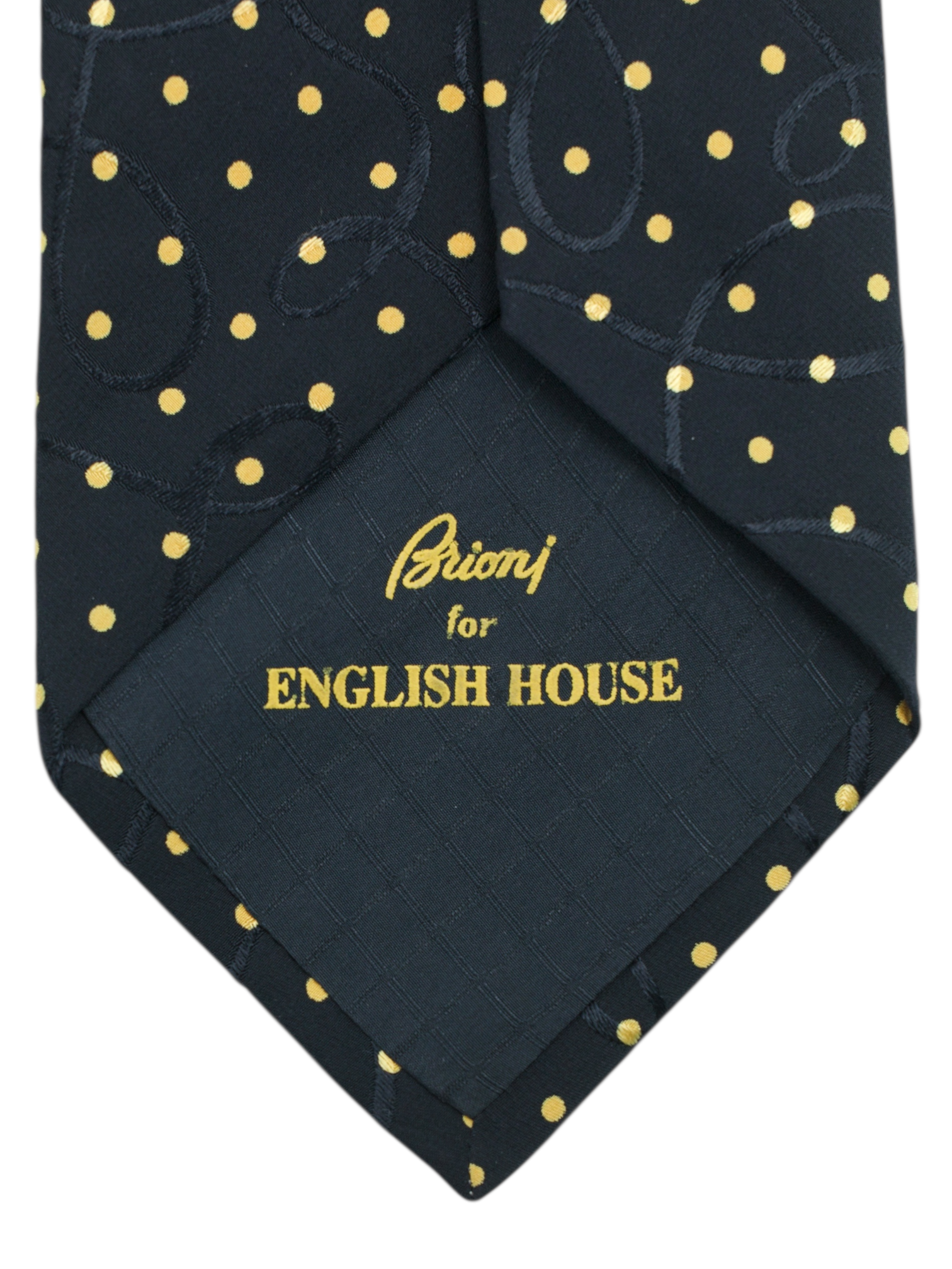 Brioni Black & Yellow Silk Polkadot "Santostefano" Tie