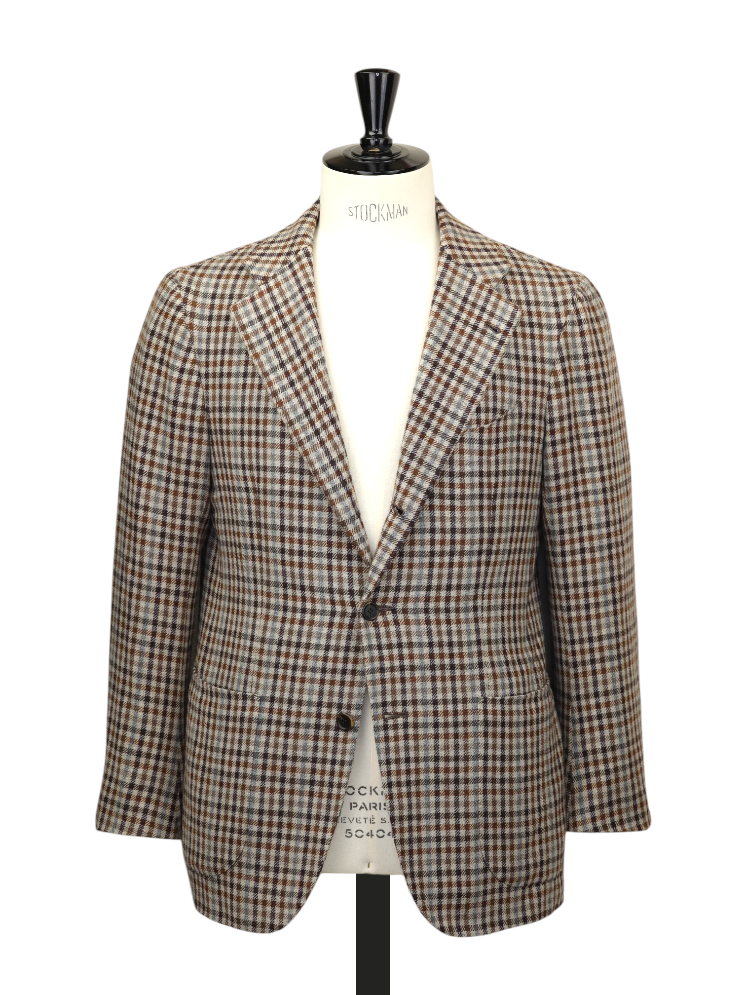 Orazio Luciano Light Brown & Blue Pure Camel Gingham-Check Jacket