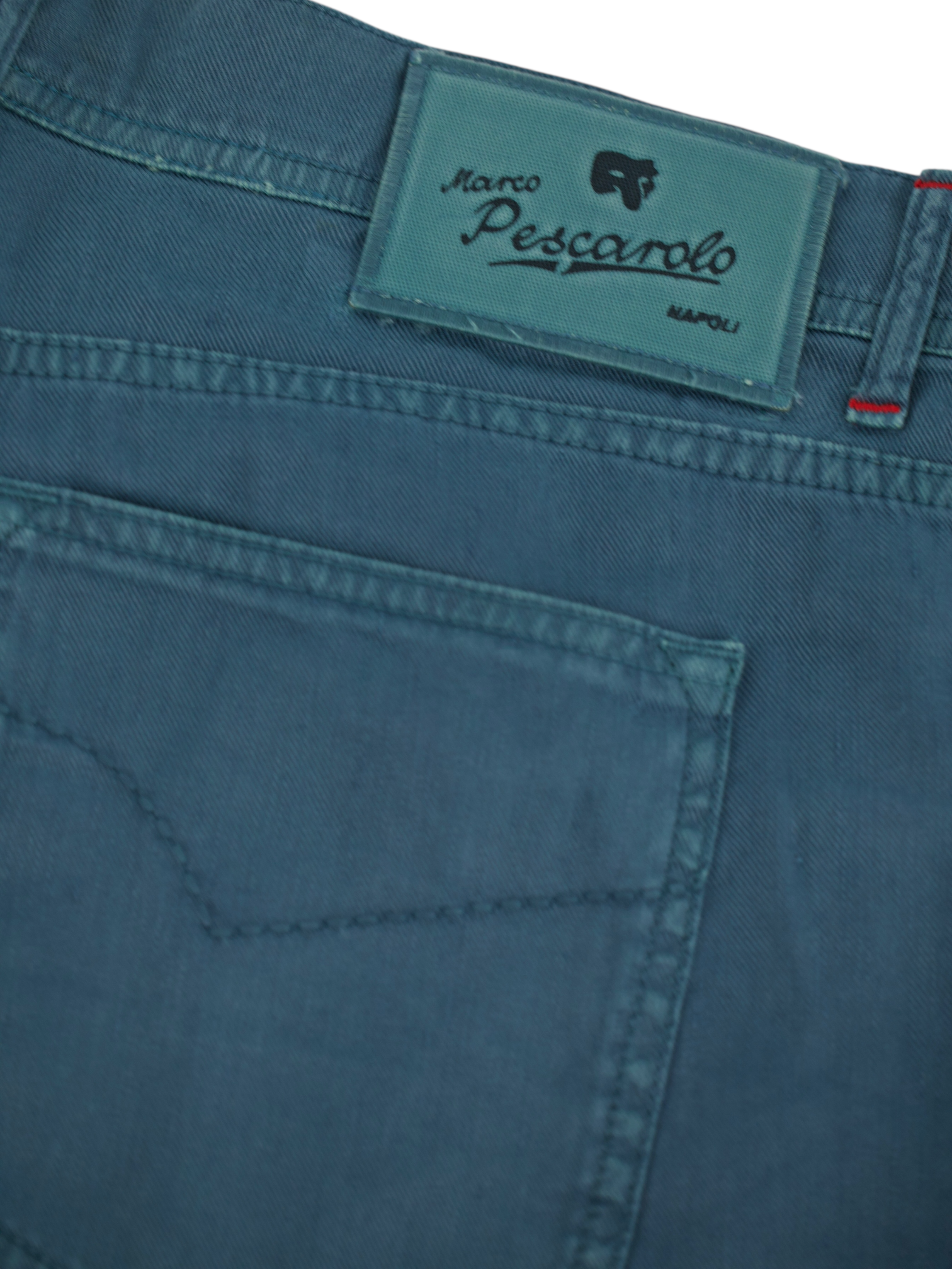 Marco Pescarolo Turquoise Cotton & Linen 5-Pocket Chino