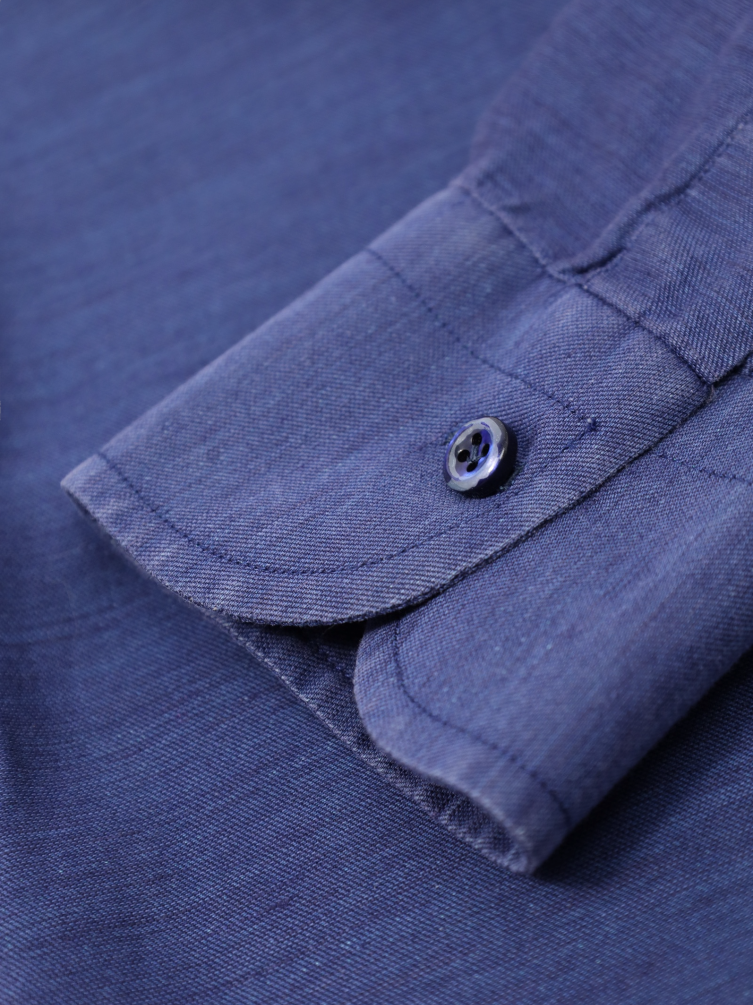 Cesare Attolini Denim Blue Cotton & Linen Shirt