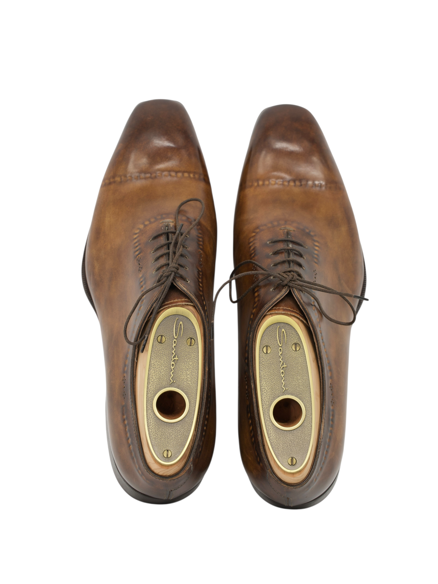 Santoni Brown Calfleather Handmade Oxford Shoes