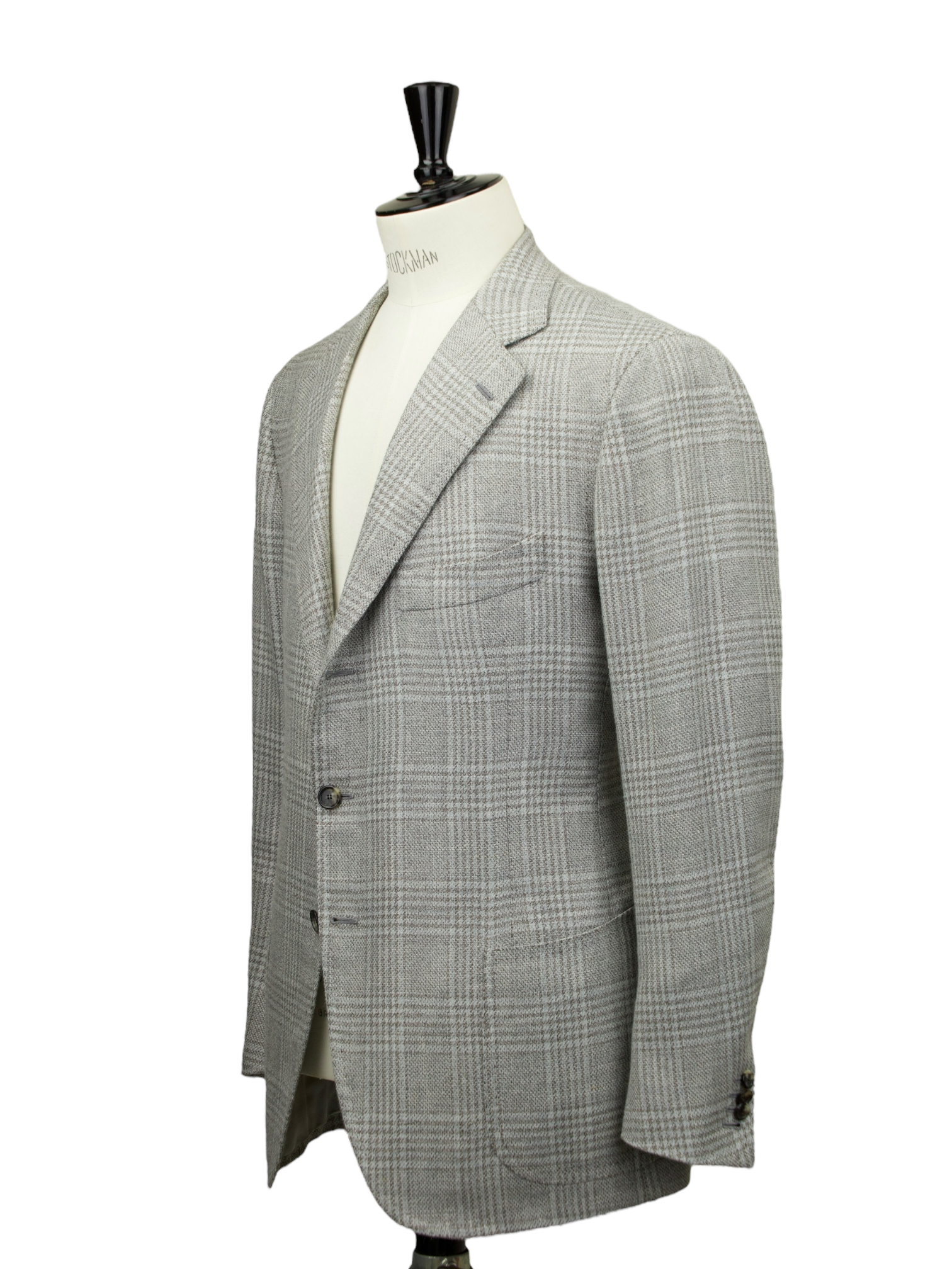 Cesare Attolini Taupe Wool, Silk & Linen Prince of Wales Jacket