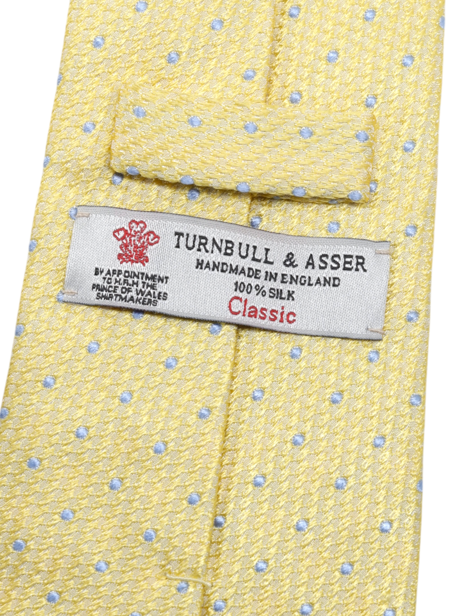 Turnbull & Asser Butter Yellow & Light Blue Silk Geometric Pattern Tie
