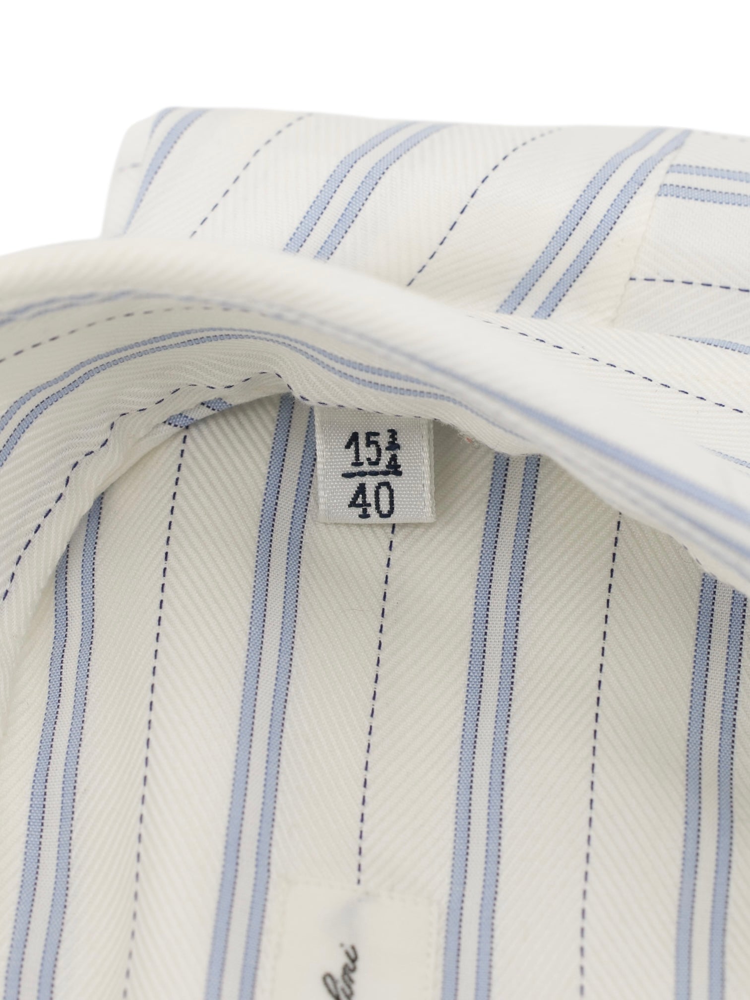 Cesare Attolini White & Blue Vintage Pinstripe Dress Shirt