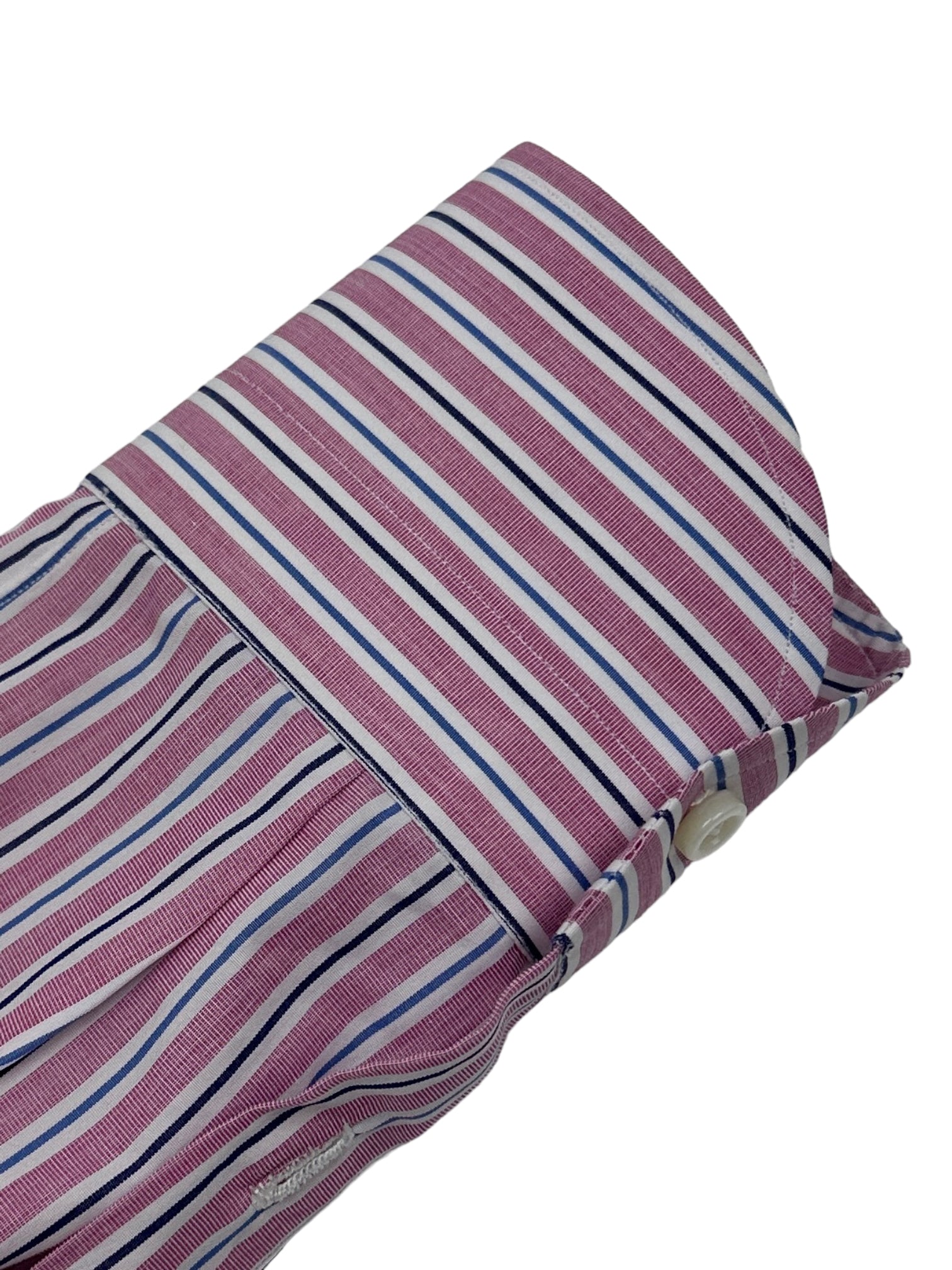 Isaia Coral Red Striped Cotton Shirt