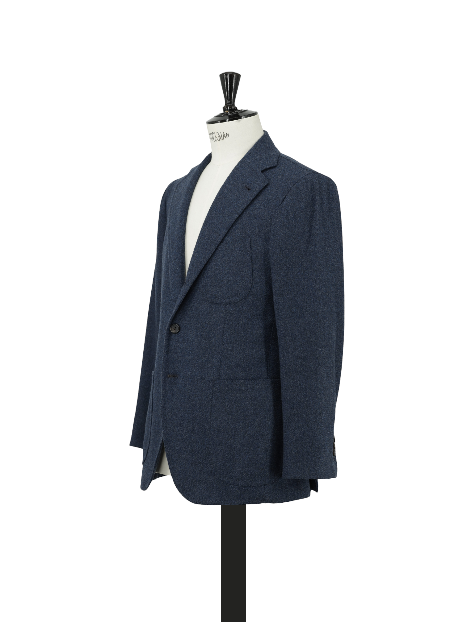 Orazio Luciano Dark Blue Plushy Wool & Cashmere Herringbone Jacket