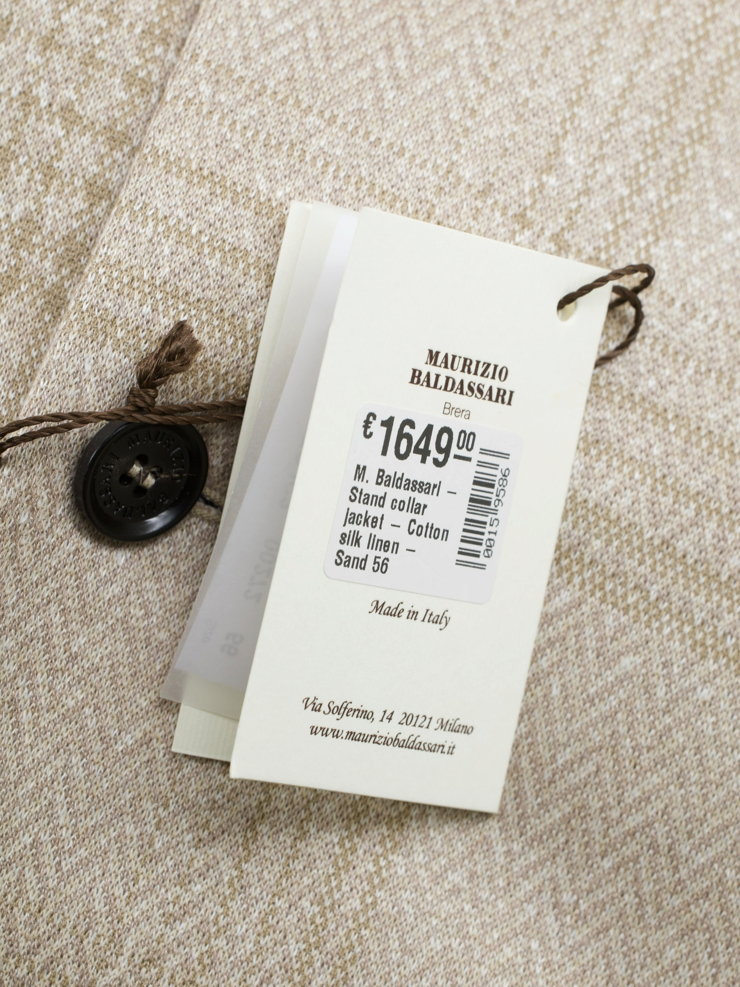 Maurizio Baldassari Sand Cotton, Silk & Linen Stand-Collar Jacket