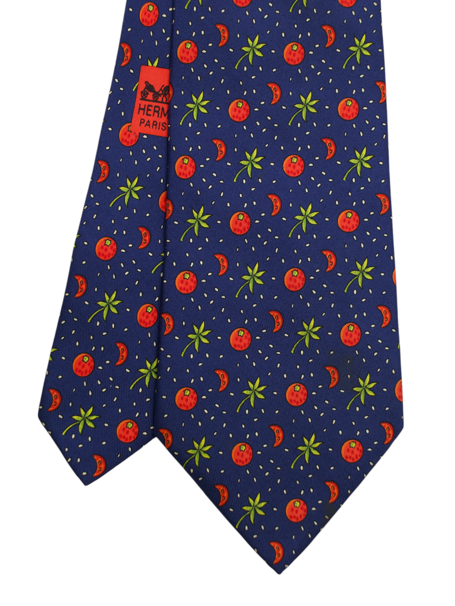 Hermès Navy & Red Silk Tomato Pattern Tie