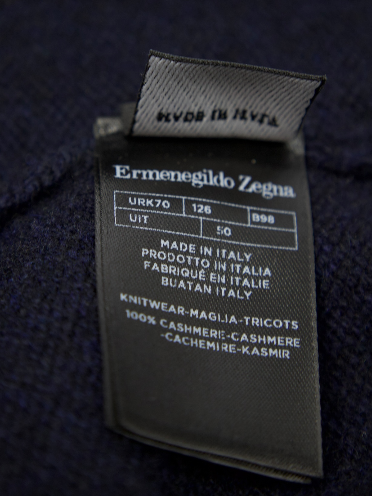 Ermenegildo Zegna Navy Nubuck-Trimmed Cashmere Fisherman's Sweater