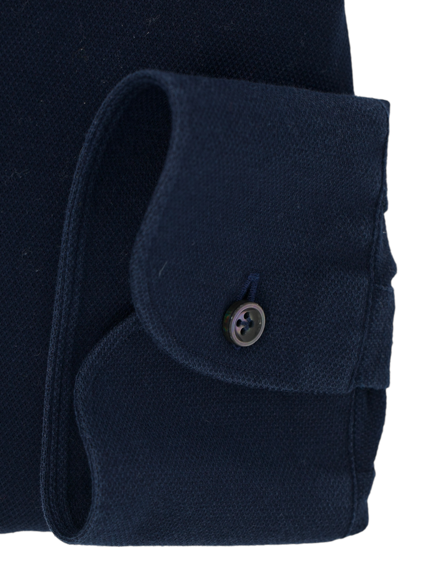 Fray Navy Cotton Piqué Knitted Button-Down Shirt