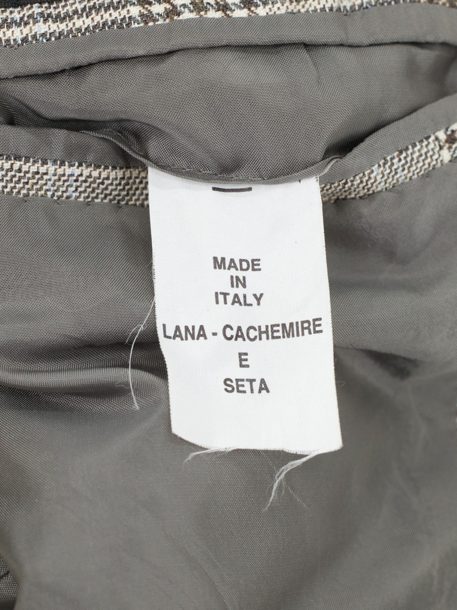 Orazio Luciano Taupe Wool, Cashmere & Silk Prince of Wales Jacket