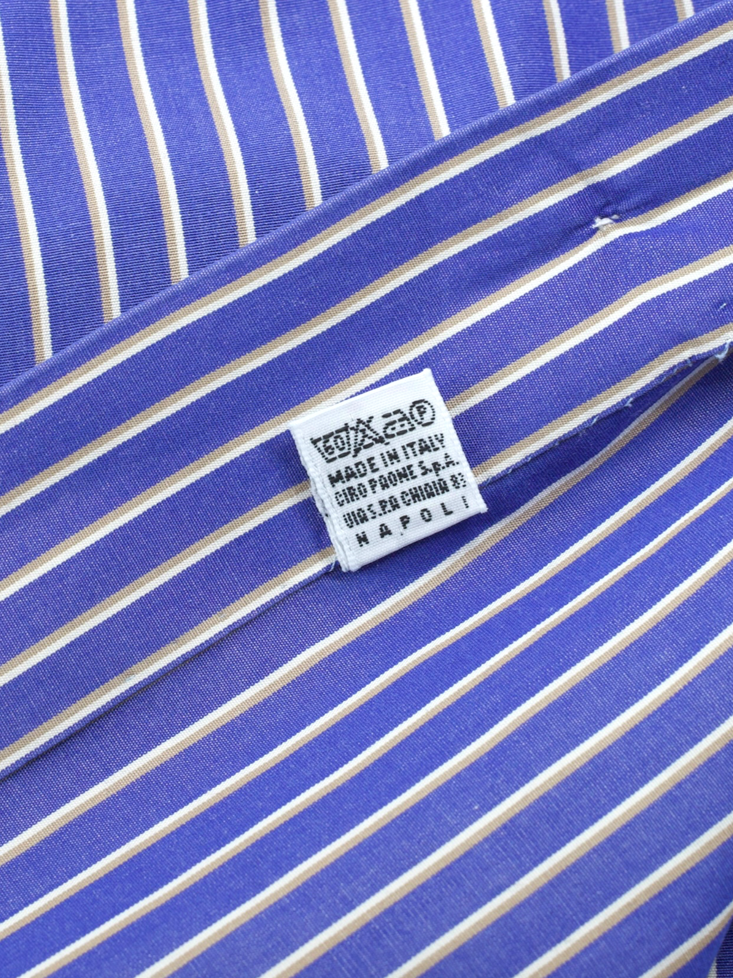 Kiton Blue & Taupe Fine-Cotton Multi-Stripe Napolitan Shirt