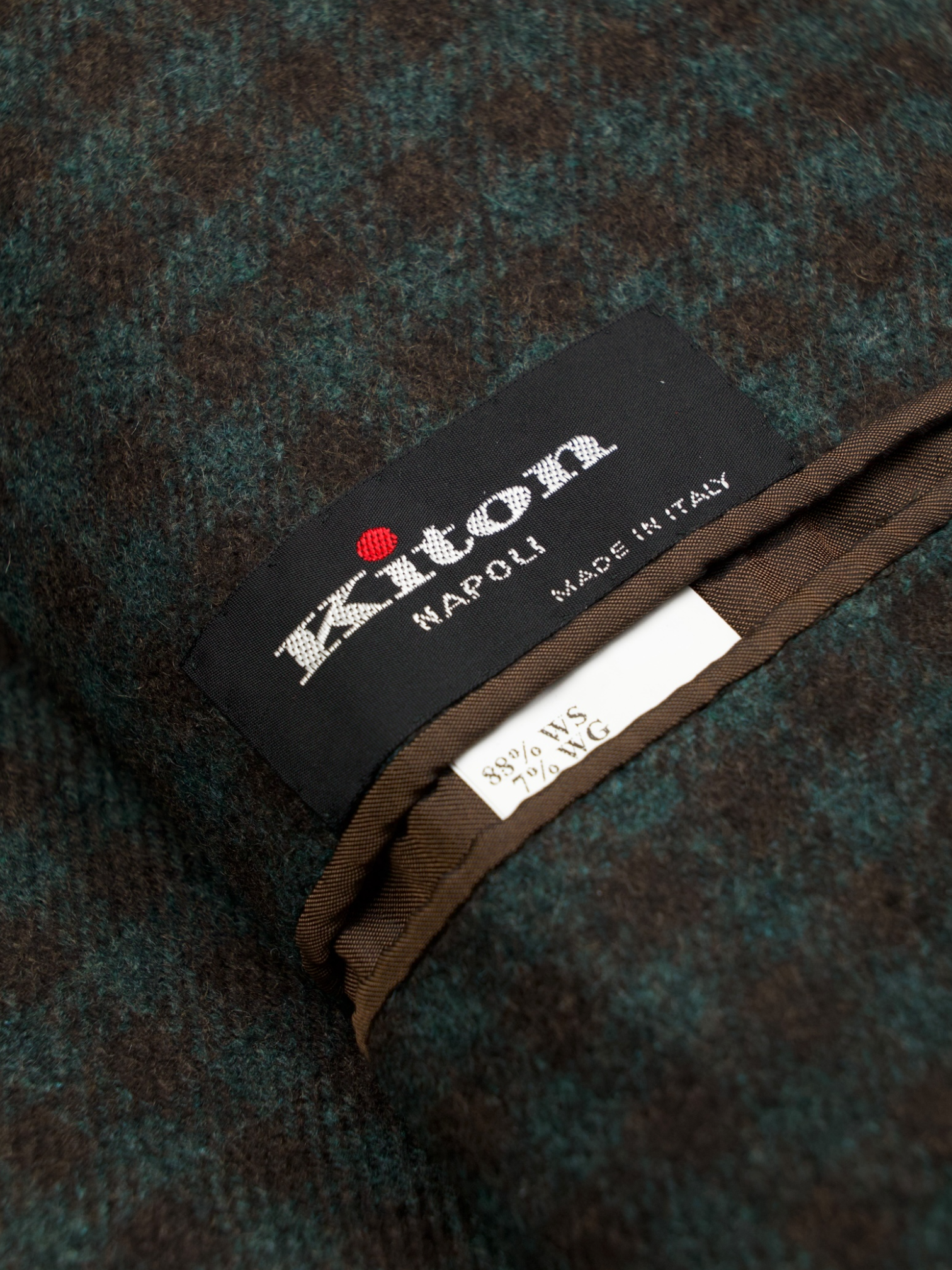 Kiton Green & Brown Cashmere, Vicuña & Silk Gingham-Check Jacket