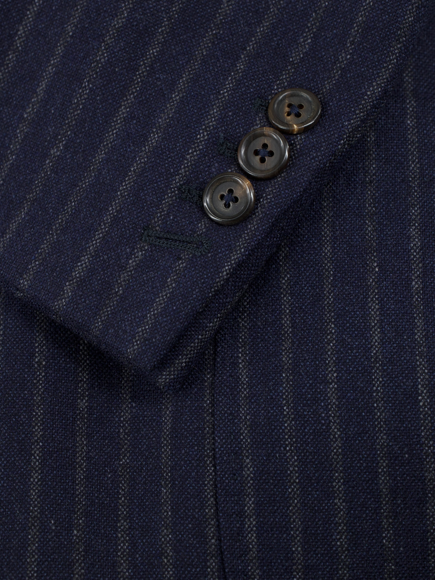 Brunello Cucinelli Navy & Light Brown Wool, Mohair & Cashmere Pinstripe Jacket