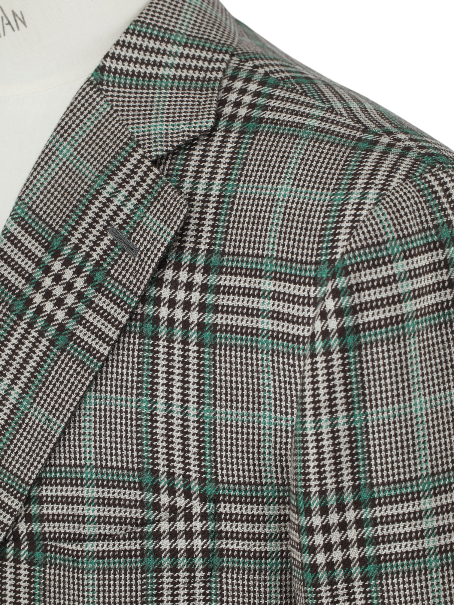 Cesare Attolini Grey & Green SIlk & Cashmere Checkered Jacket