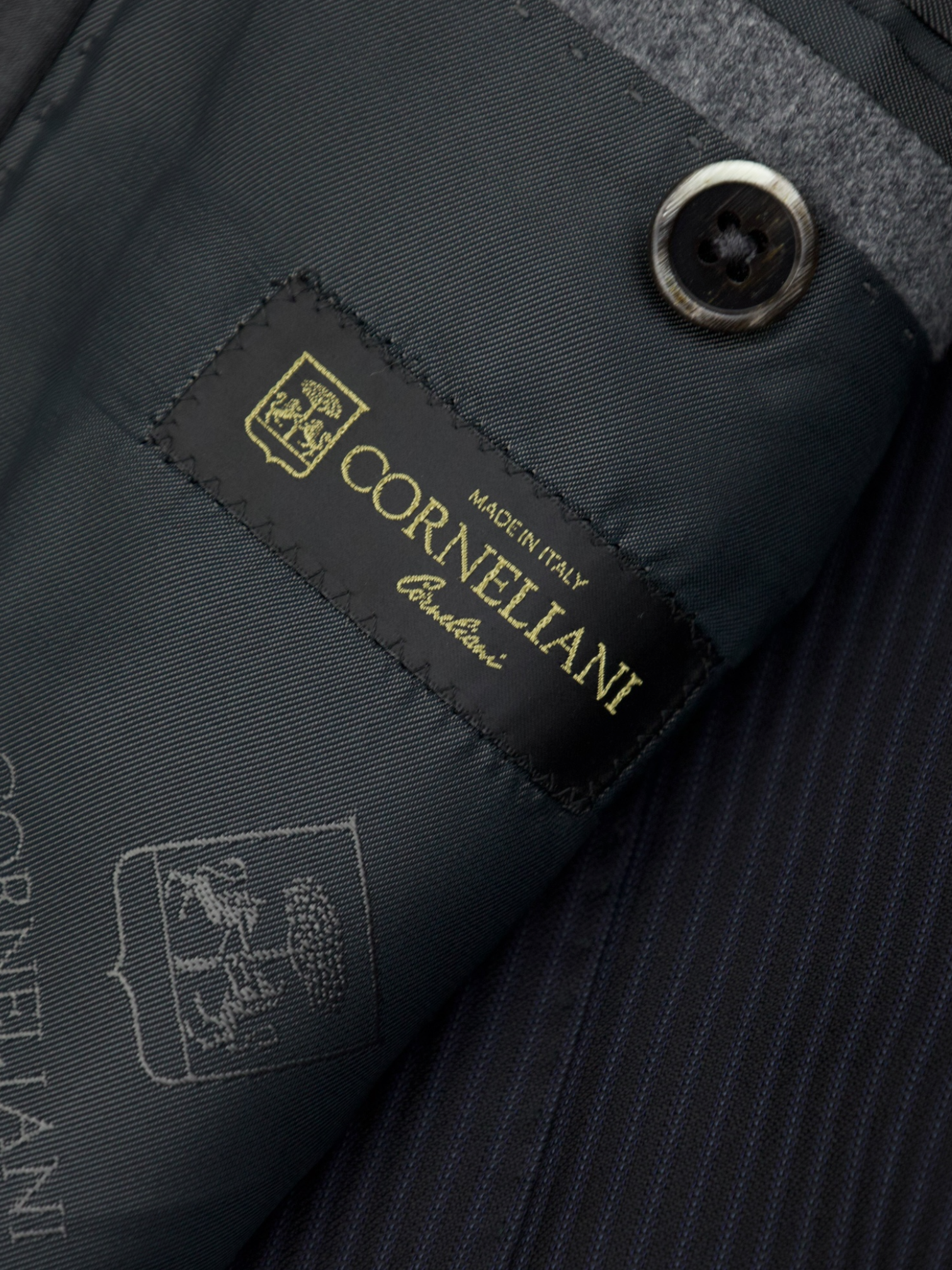 Corneliani Black & Light Blue Super 110's Pinstripe Suit