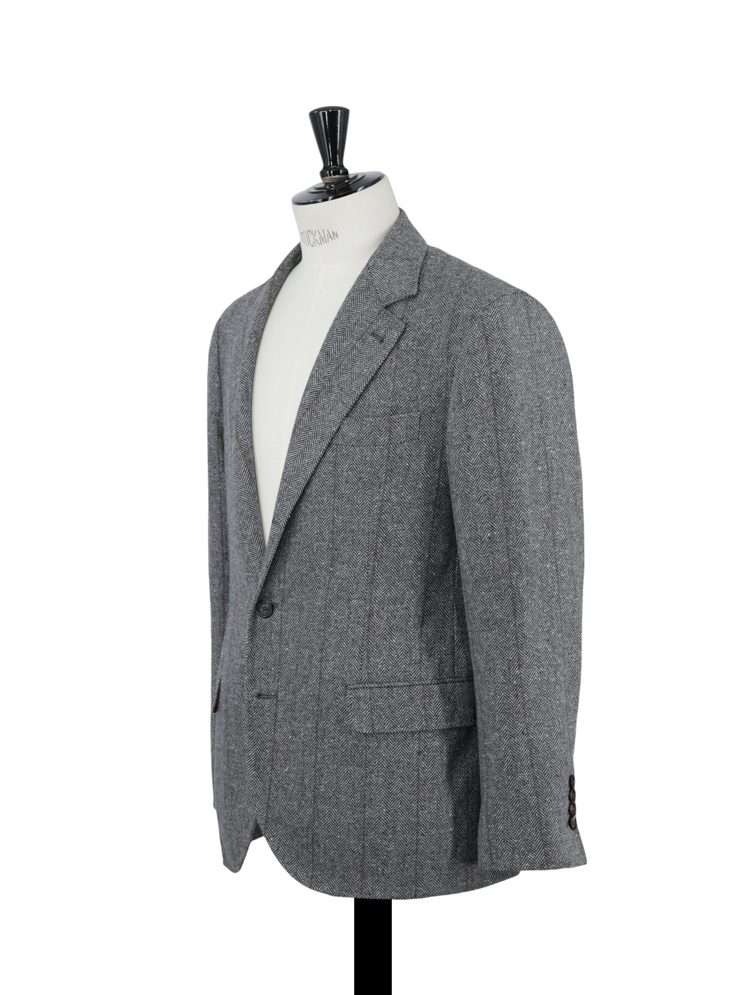 Brunello Cucinelli Grey Wool & Cashmere Herringbone & Overcheck Jacket