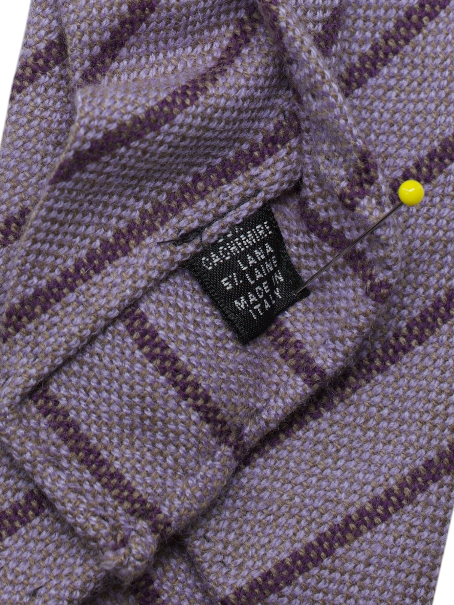 Luigi Borrelli Lavender Purple Wool & Cashmere Striped Tie