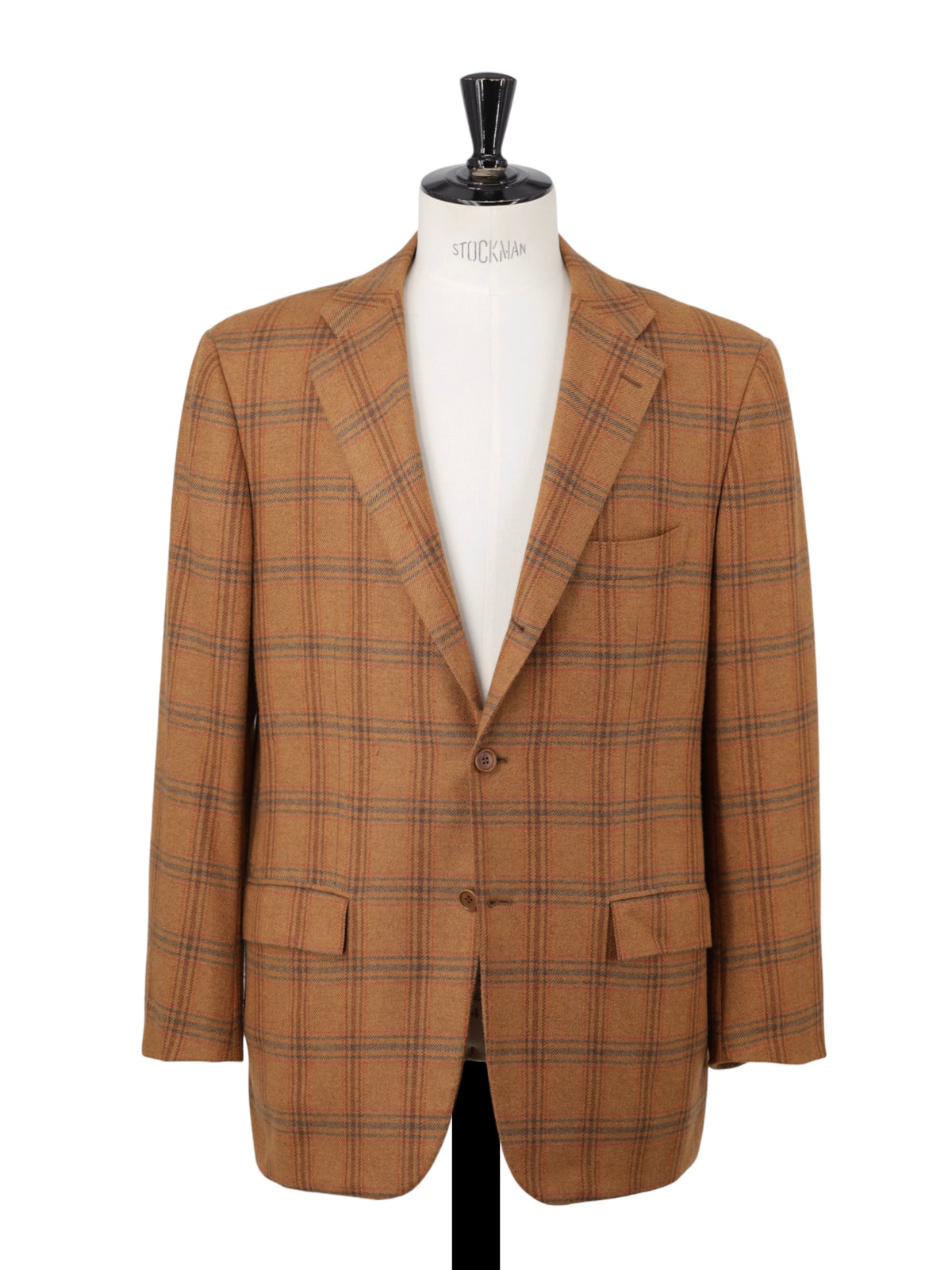 Kiton Orange & Brown Pure Cashmere Checkered Jacket