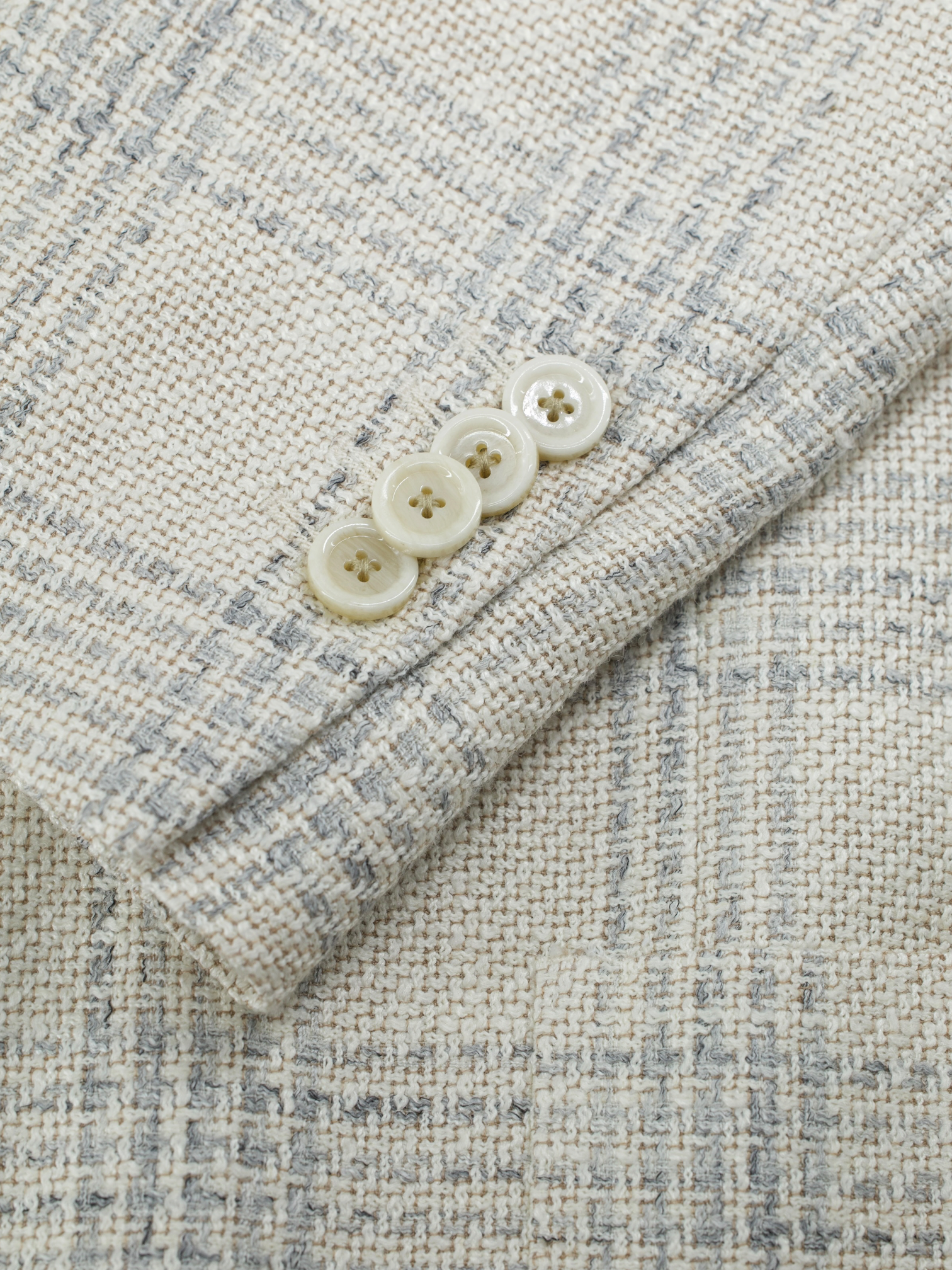 Lardini Greige & Light Grey Silk, Linen & Cotton Checkered Jacket